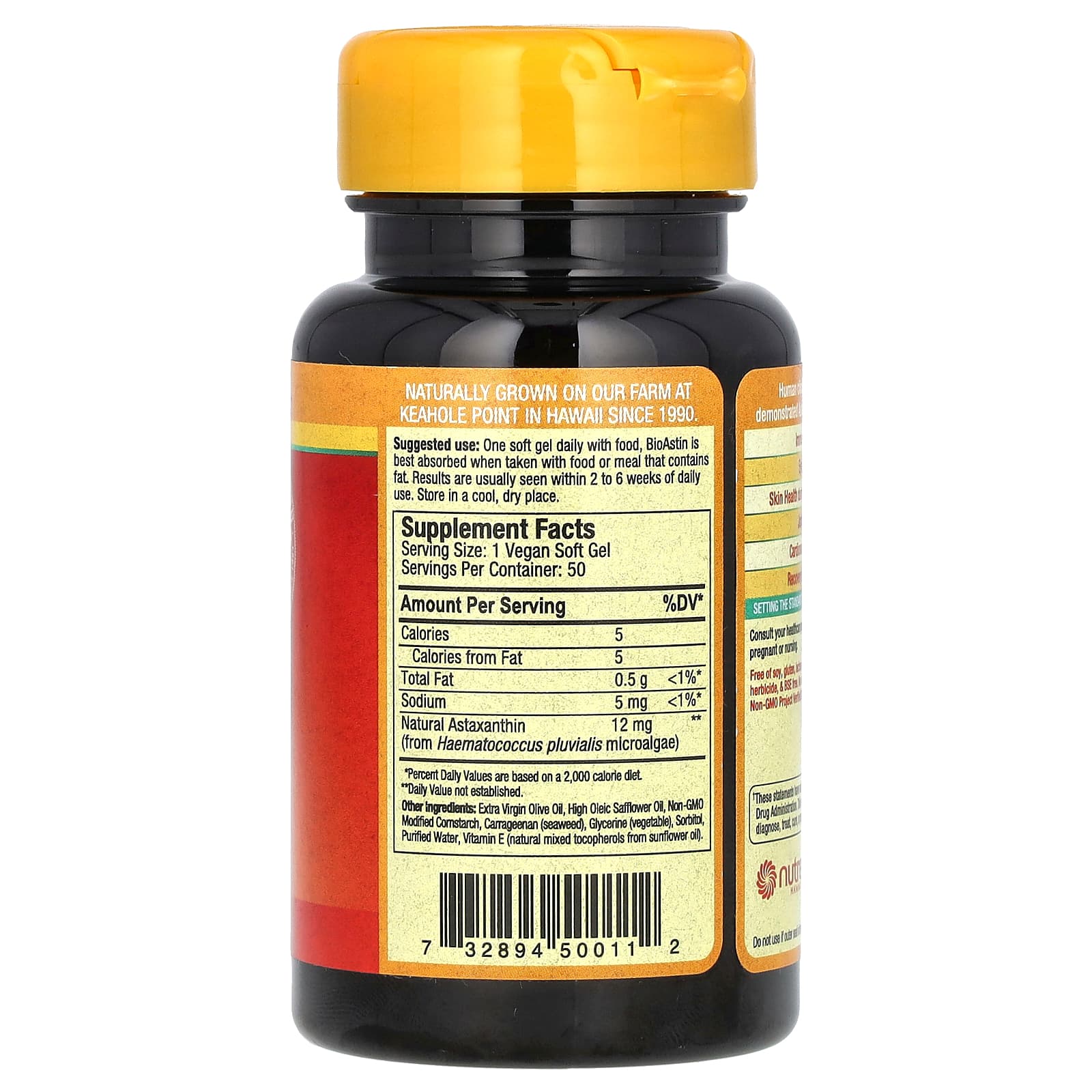 Nutrex Hawaii, BioAstin, Hawaiian Astaxanthin, 12 mg, 50 Vegan Soft Gels - Image 2