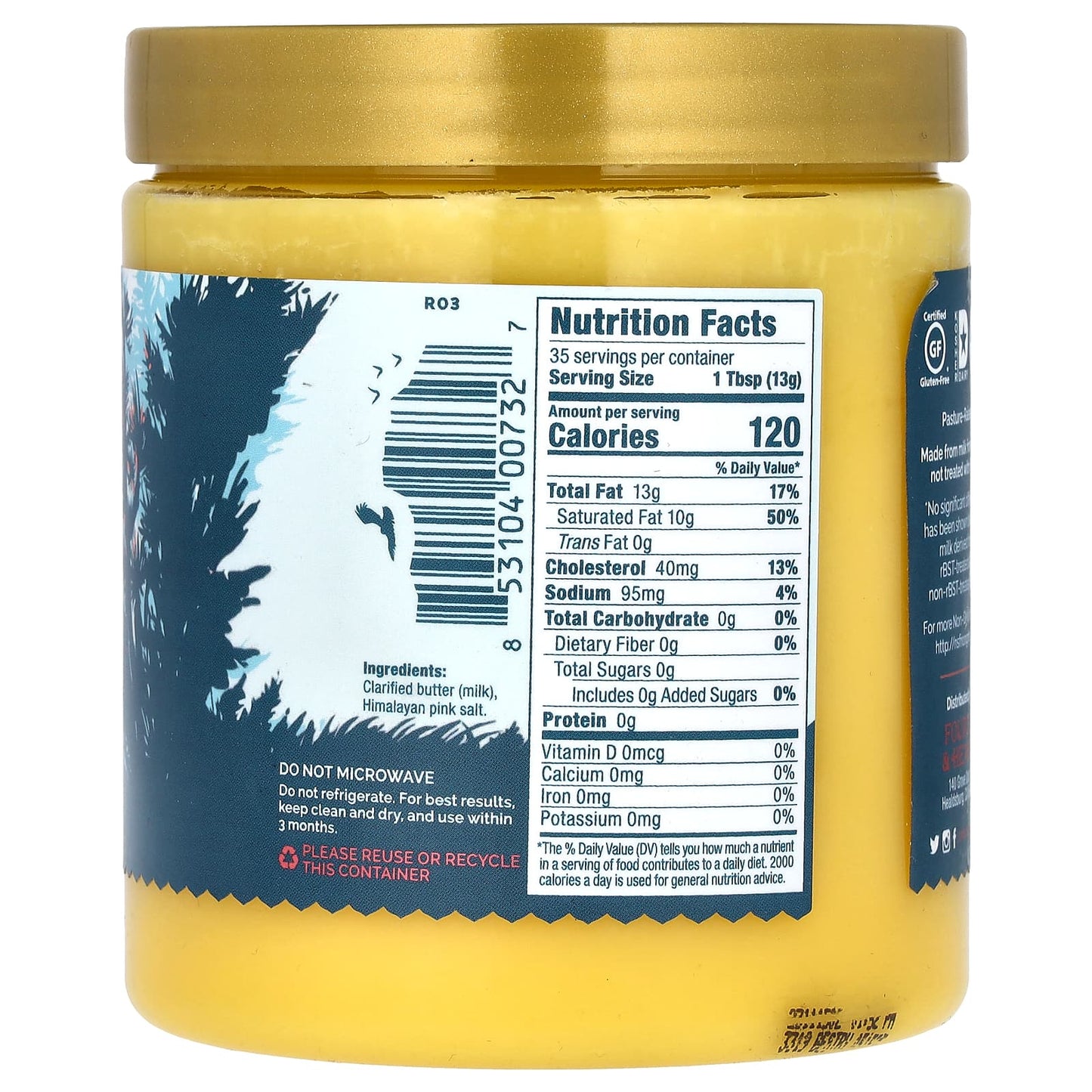 Grass-Fed Ghee Clarified Butter with Himalayan Pink Salt | Non-GMO, Keto & Paleo Friendly - Image 2