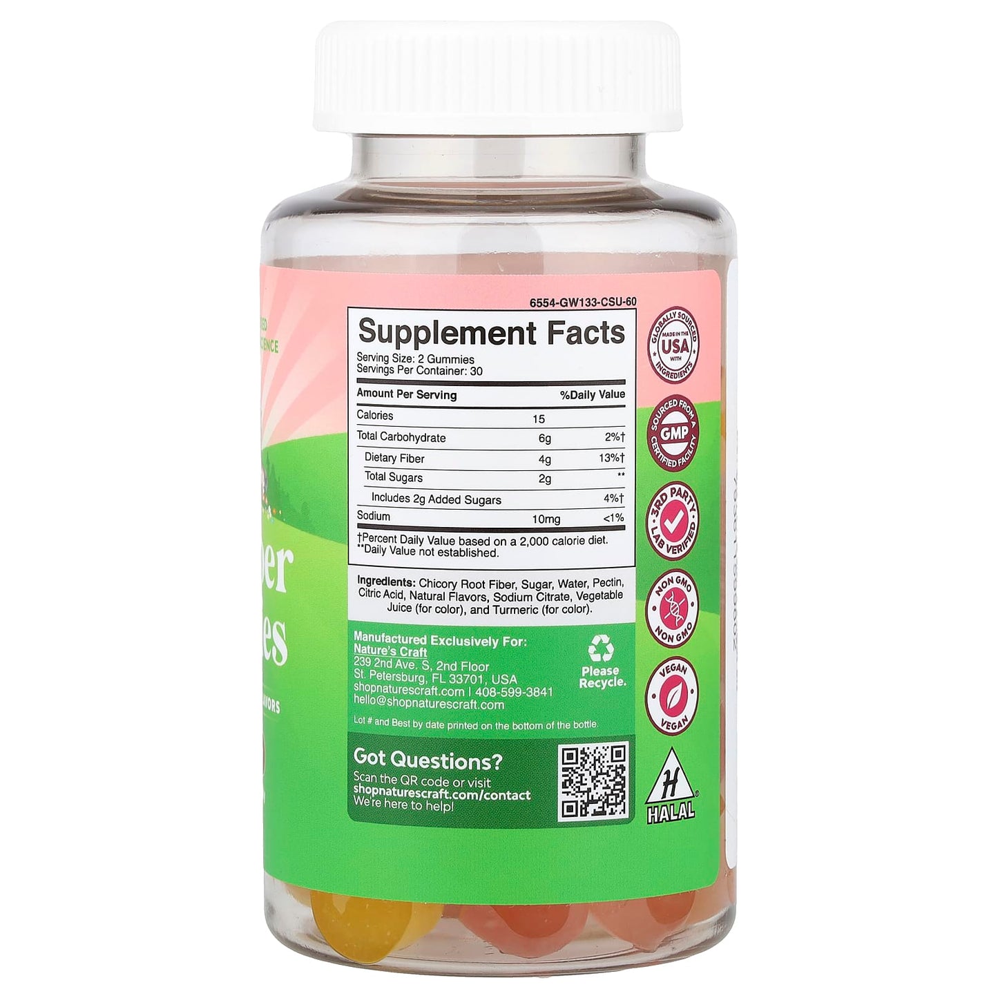 Nature's Craft, Kids, Fiber Gummies, Orange & Mixed Berry , 60 Gummies - Image 2