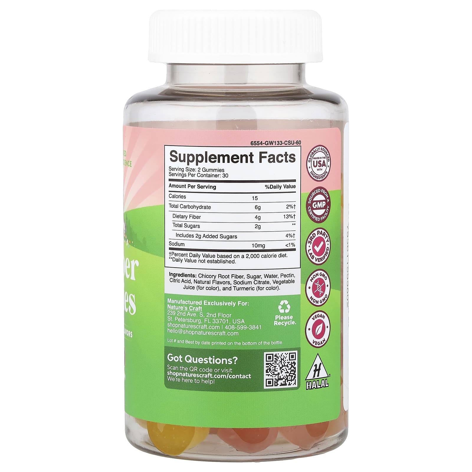 Nature's Craft, Kids, Fiber Gummies, Orange & Mixed Berry , 60 Gummies - Image 2
