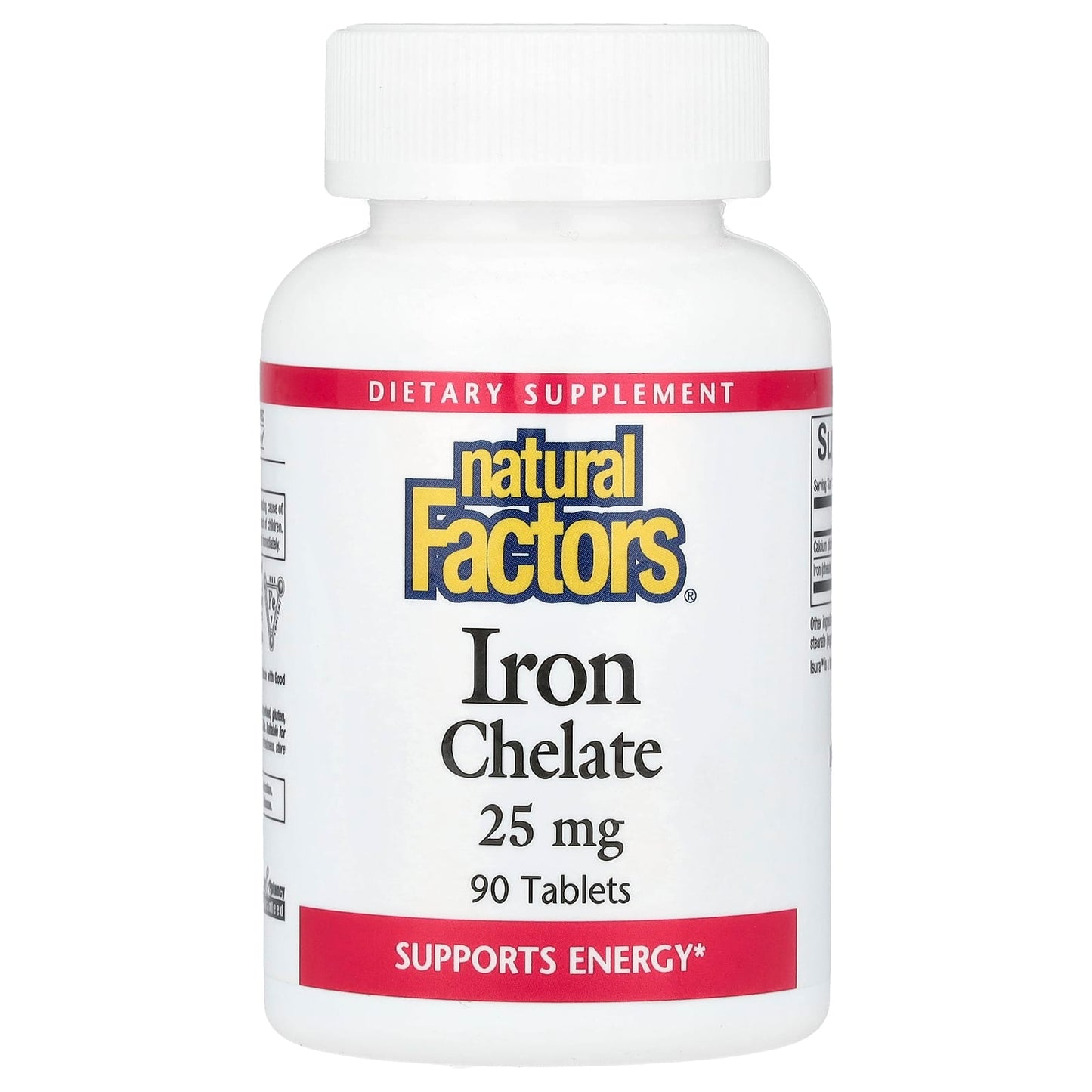 Natural Factors, Iron Chelate, 25 mg, 90 Tablets - Image 1