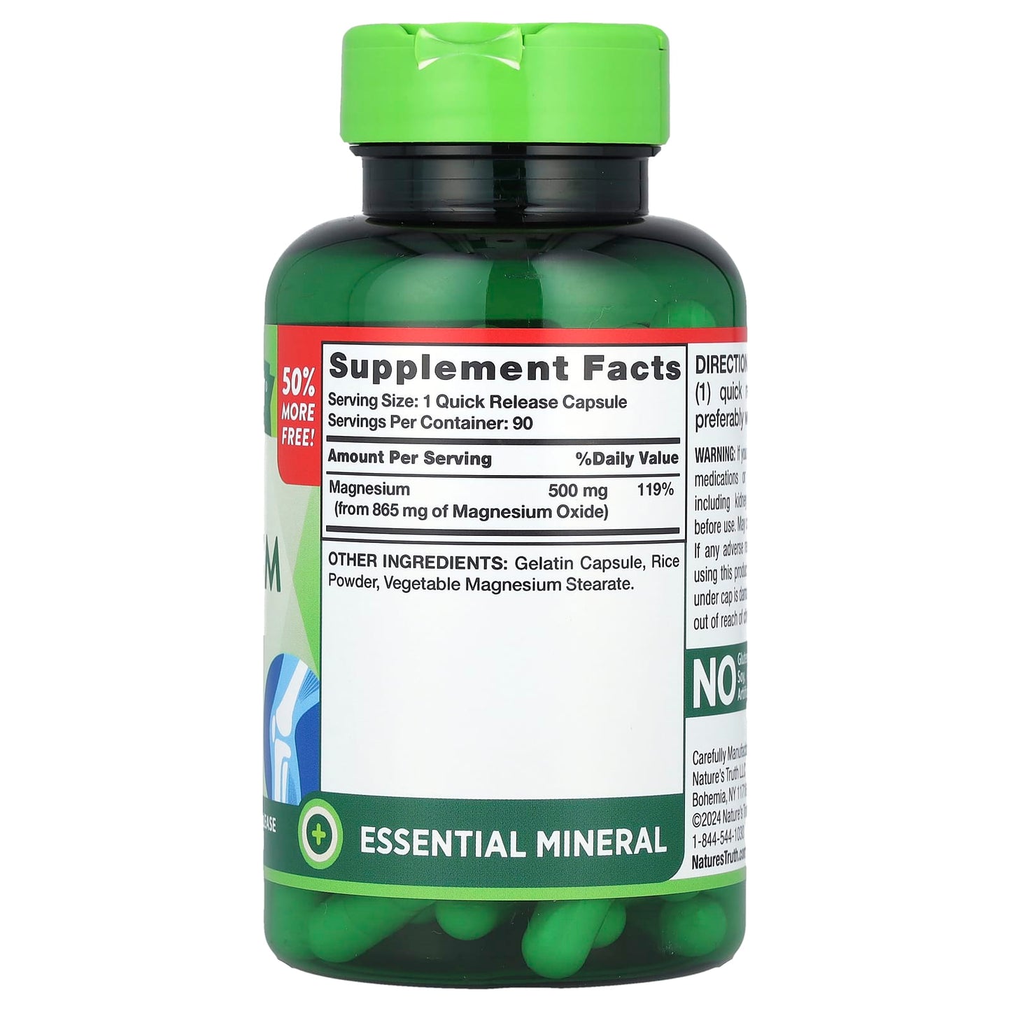Nature's Truth, Magnesium , 500 mg, 90 Quick Release Capsules - Image 2