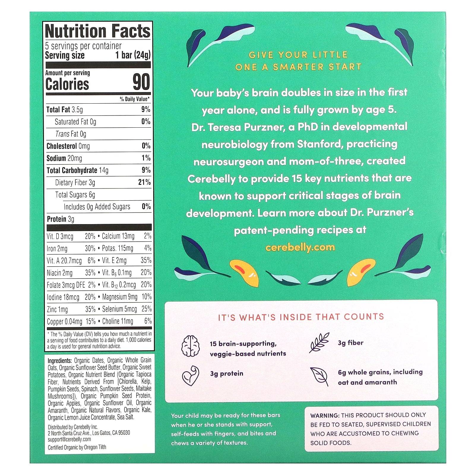 Cerebelly Organic Toddler Bars for Brain Development - 5 Bars - Image 2