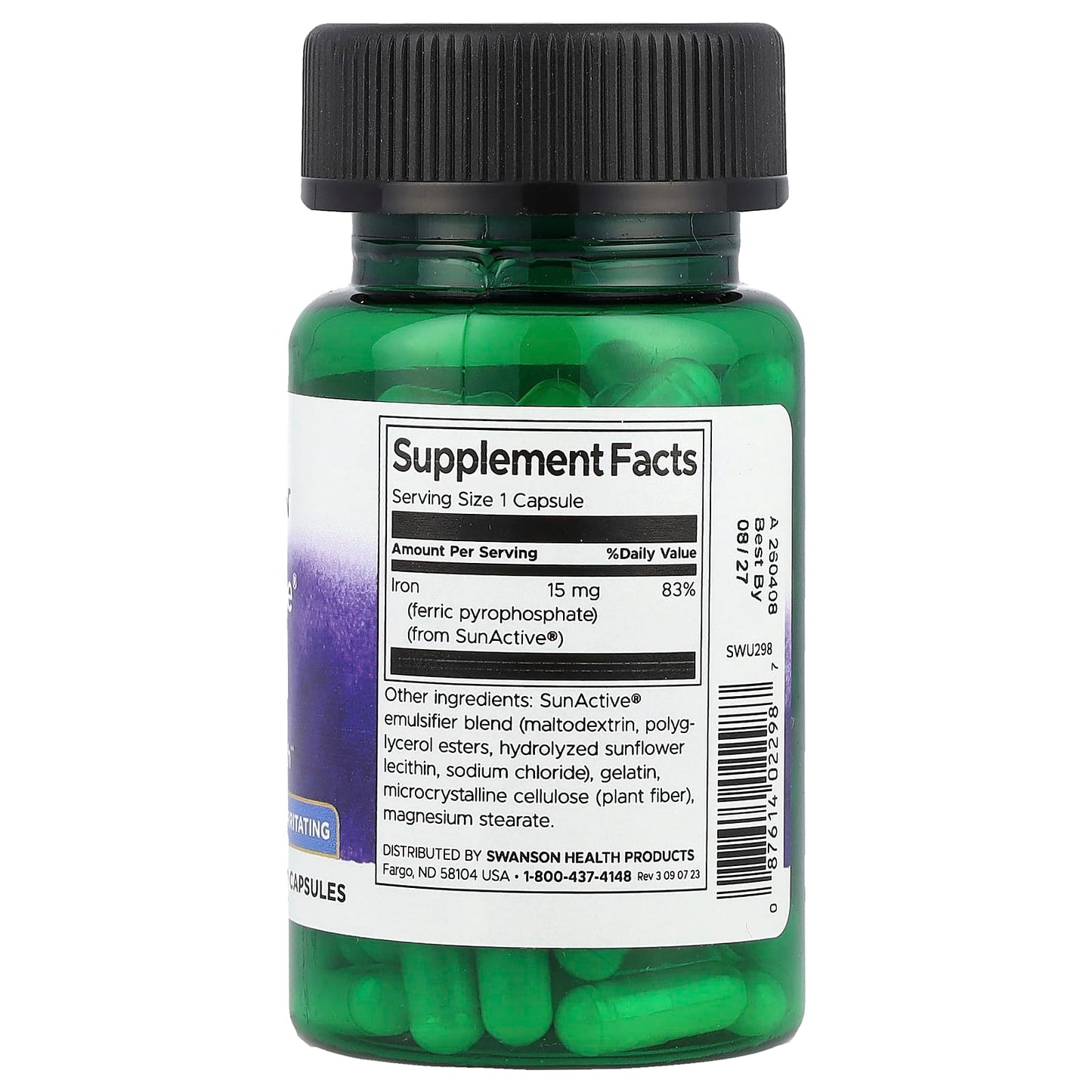 Swanson, SunActive®, Iron, 15 mg, 90 Capsules - Image 2