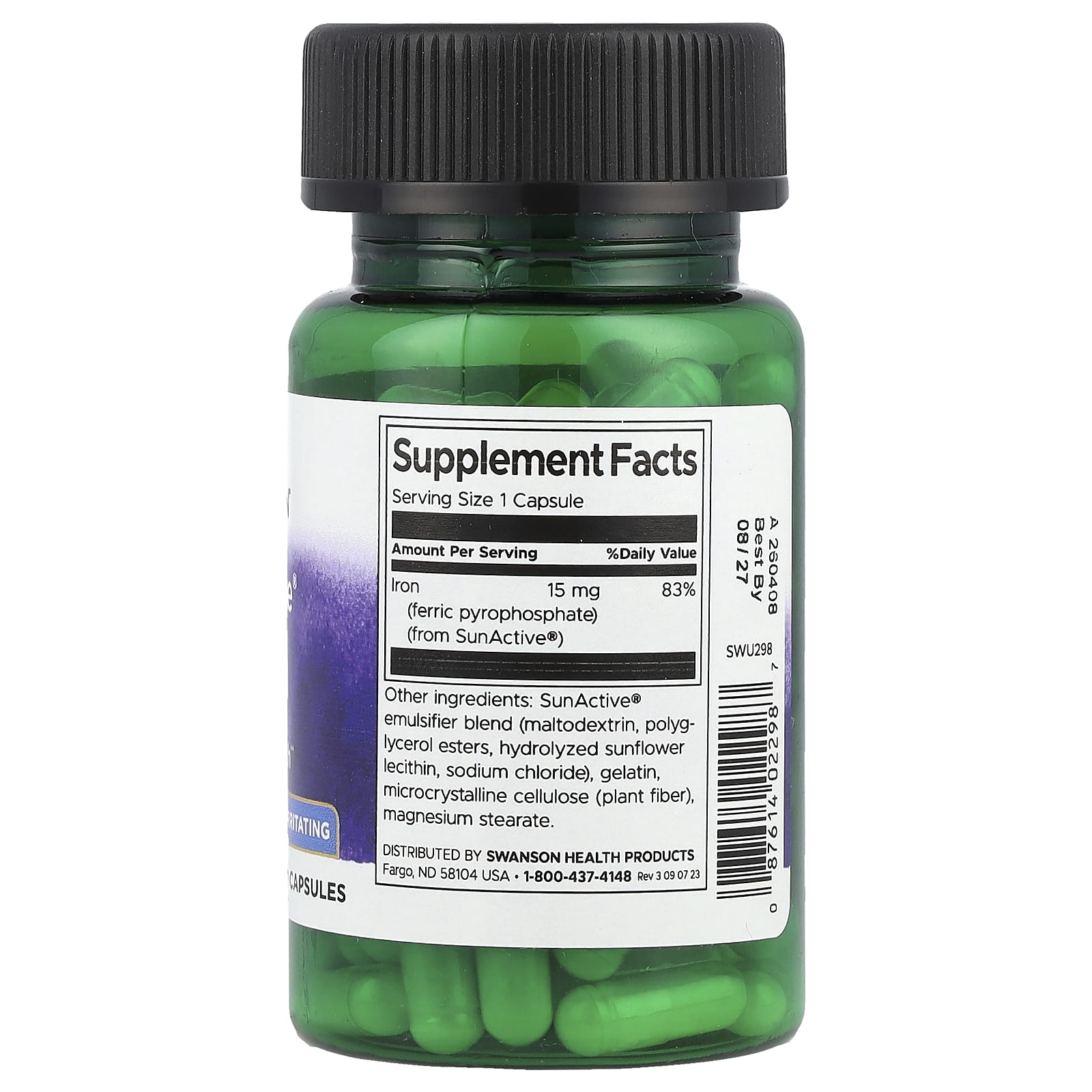 Swanson, SunActive®, Iron, 15 mg, 90 Capsules - Image 2