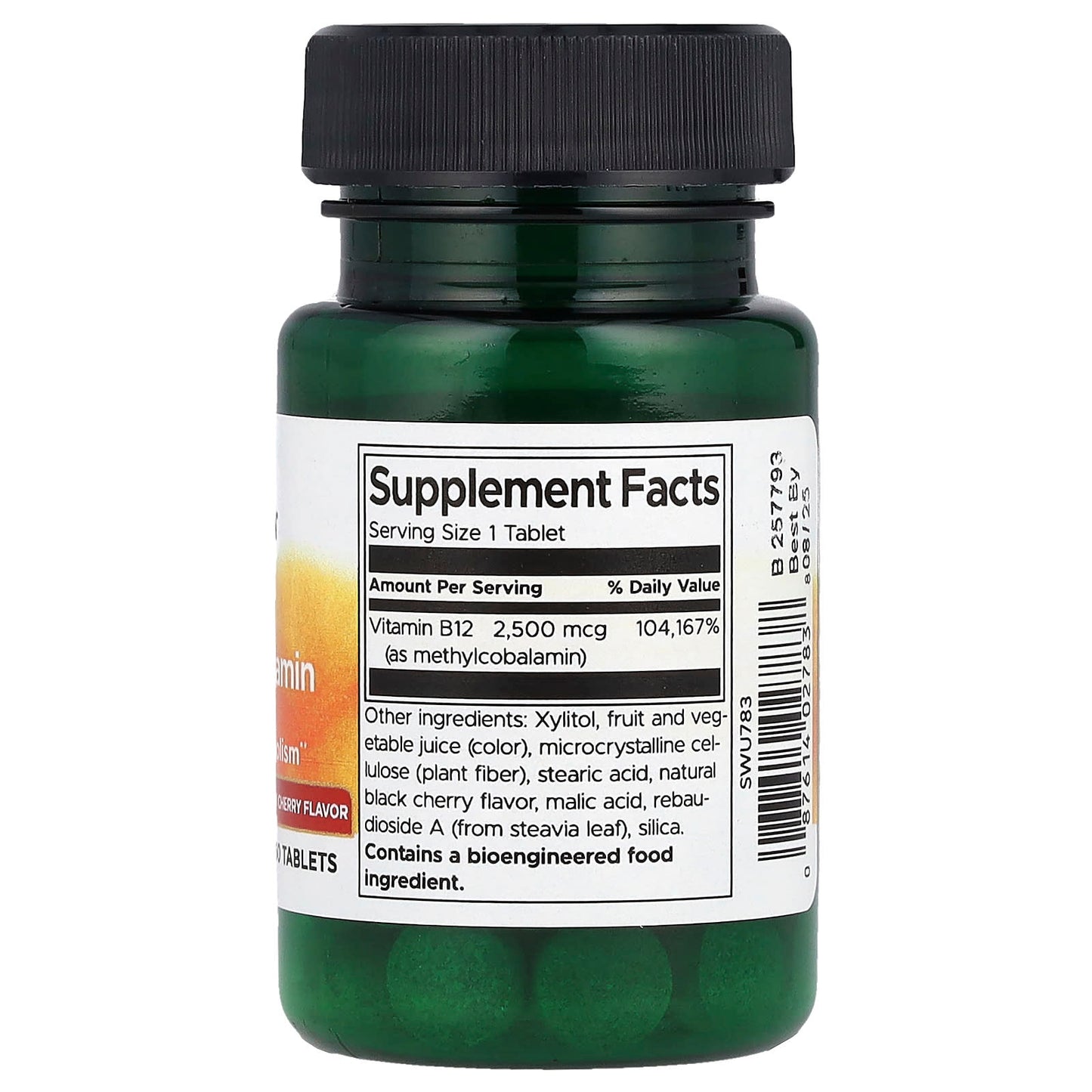 Swanson, Vitamin B12, (Methylcobalamin), Natural Black Cherry, 2,500 mcg, 60 Tablets - Image 2