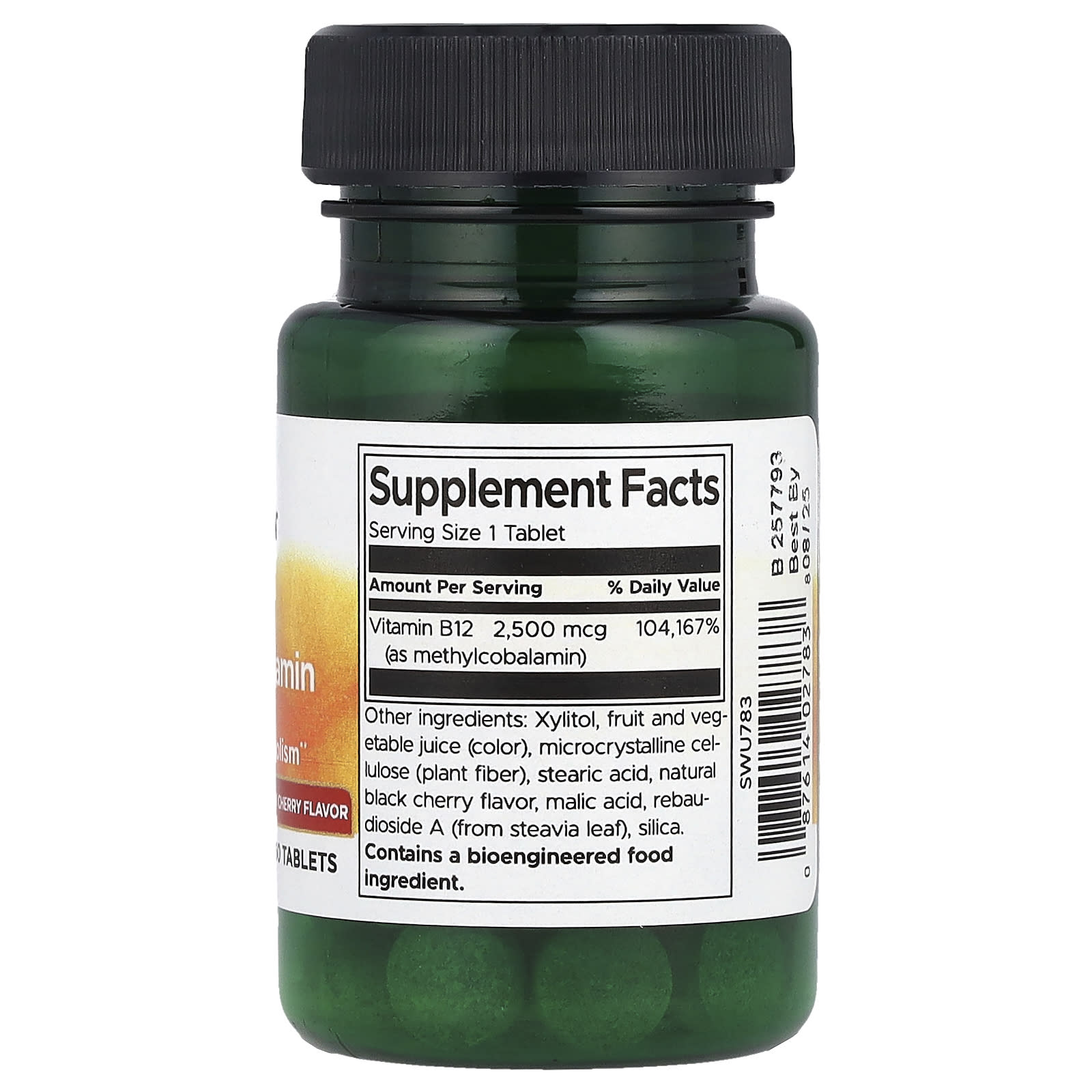 Swanson, Vitamin B12, (Methylcobalamin), Natural Black Cherry, 2,500 mcg, 60 Tablets - Image 2