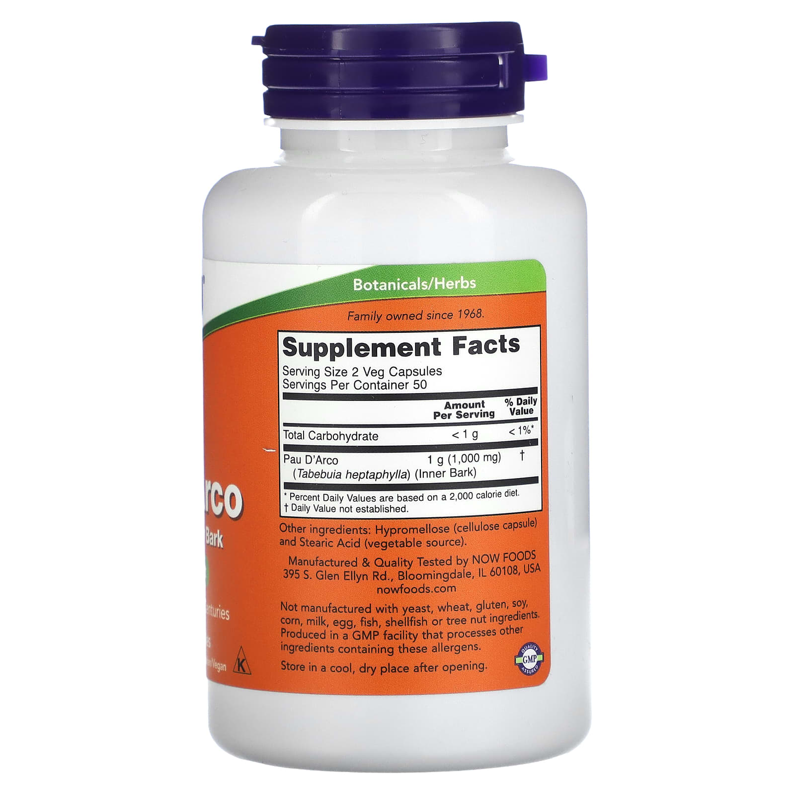 NOW Foods, Pau D'Arco, 500 mg, 100 Veg Capsules - Image 2