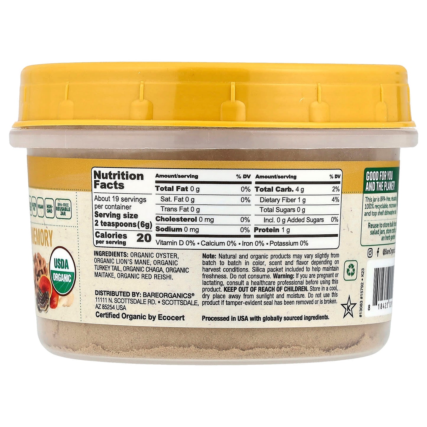 Unlock Brain Power with BareOrganics Organic Mushroom Memory 6 Blend - Image 2