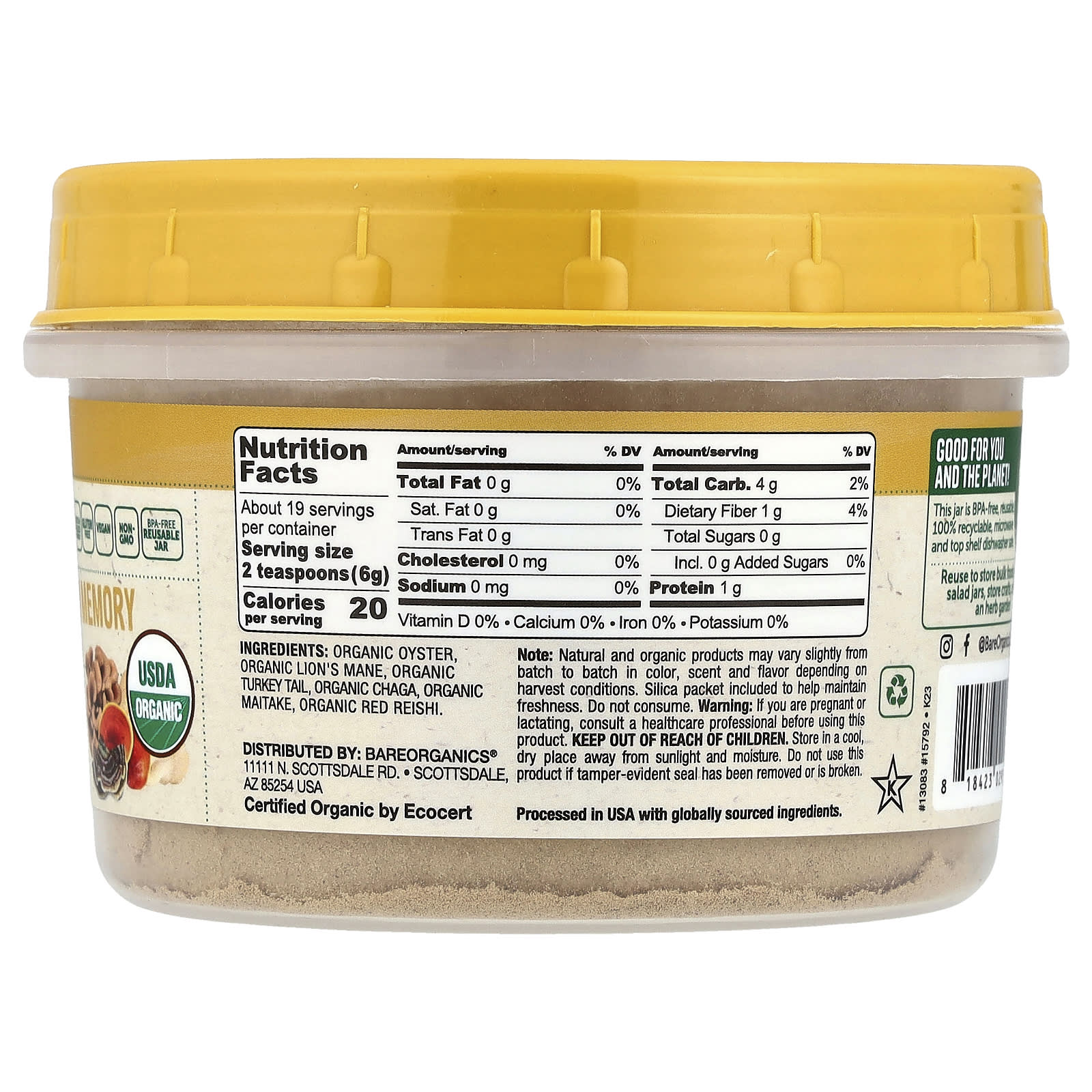 Unlock Brain Power with BareOrganics Organic Mushroom Memory 6 Blend - Image 2
