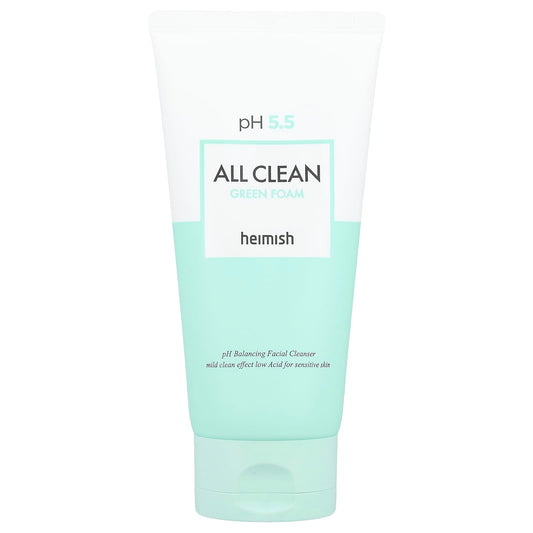 Heimish All Clean Green Foam Facial Cleanser for Sensitive Skin, pH 5.5 Balancing - Image 1