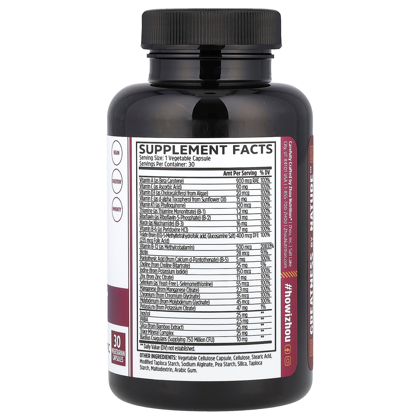 Zhou Nutrition, Daily Boost, 30 Vegetarian Capsules - Image 2