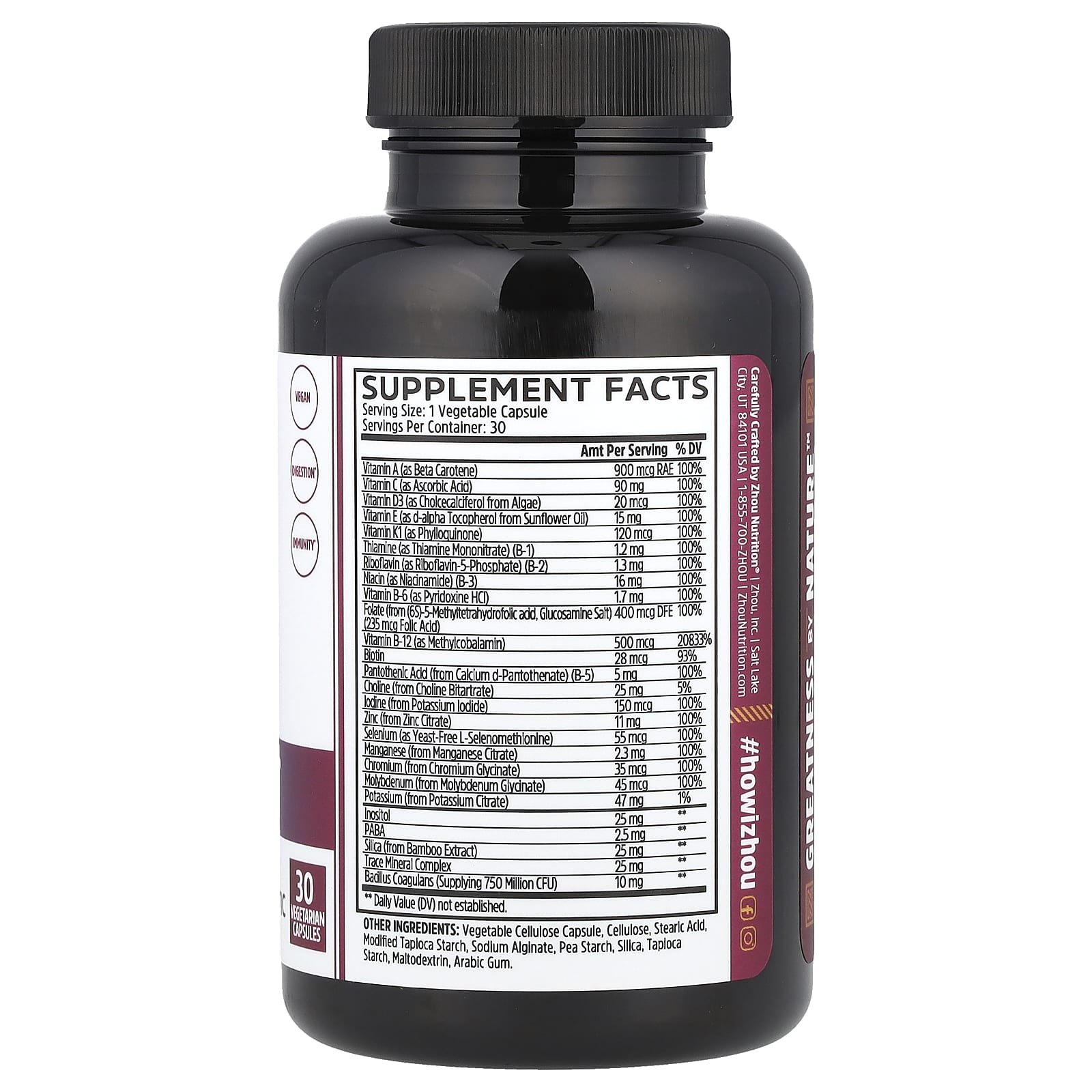 Zhou Nutrition, Daily Boost, 30 Vegetarian Capsules - Image 2