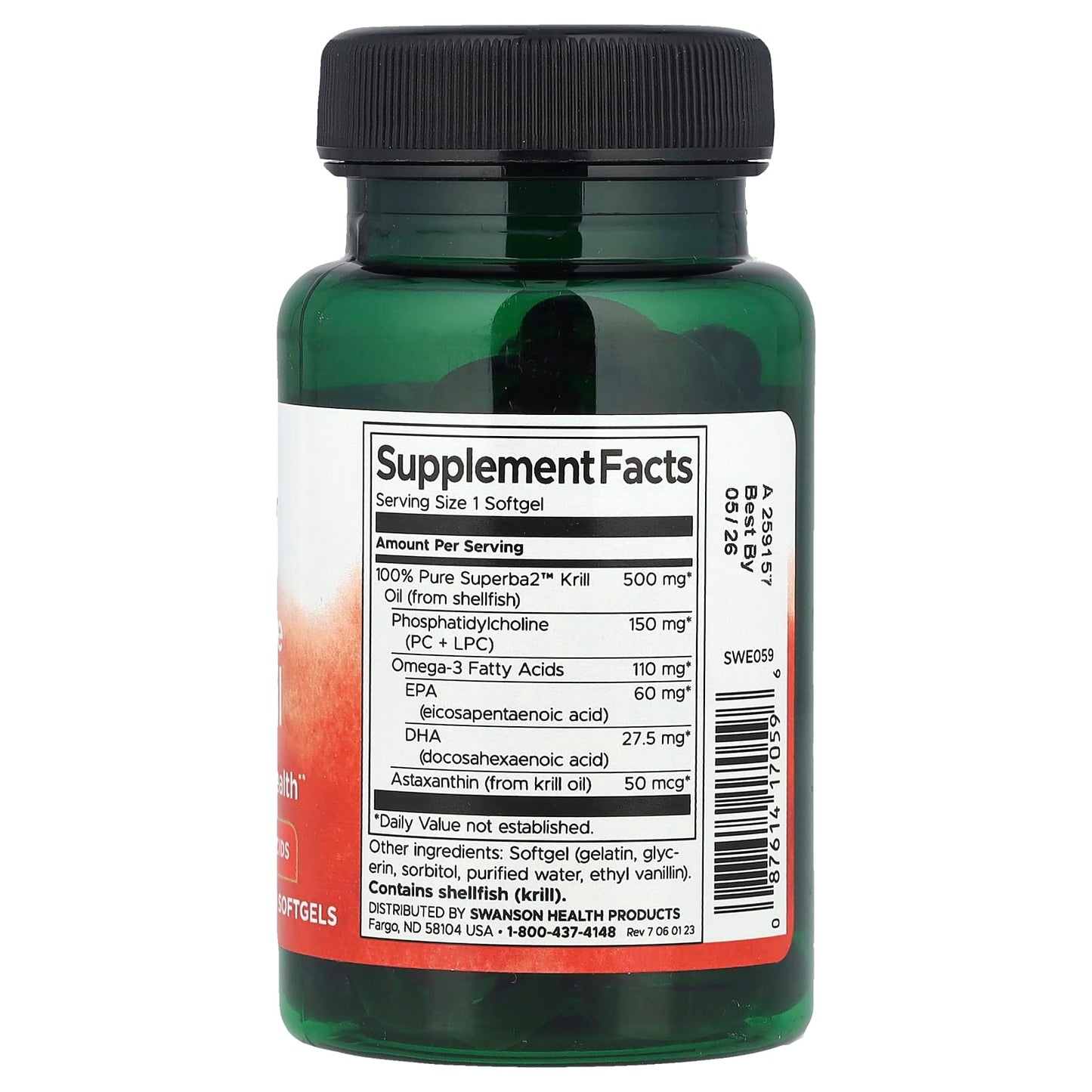 Swanson, 100% Pure Krill Oil, 60 Softgels - Image 2