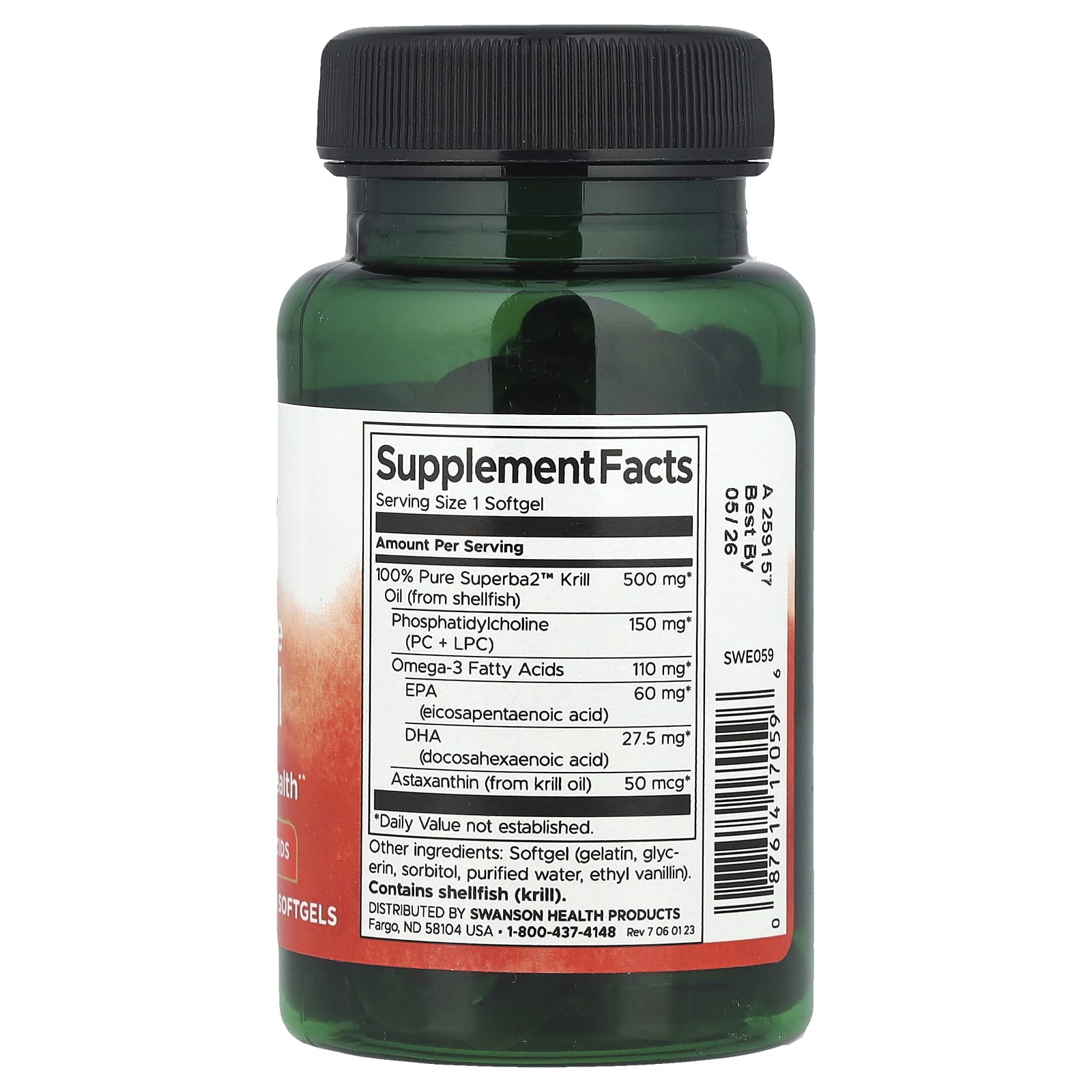 Swanson, 100% Pure Krill Oil, 60 Softgels - Image 2