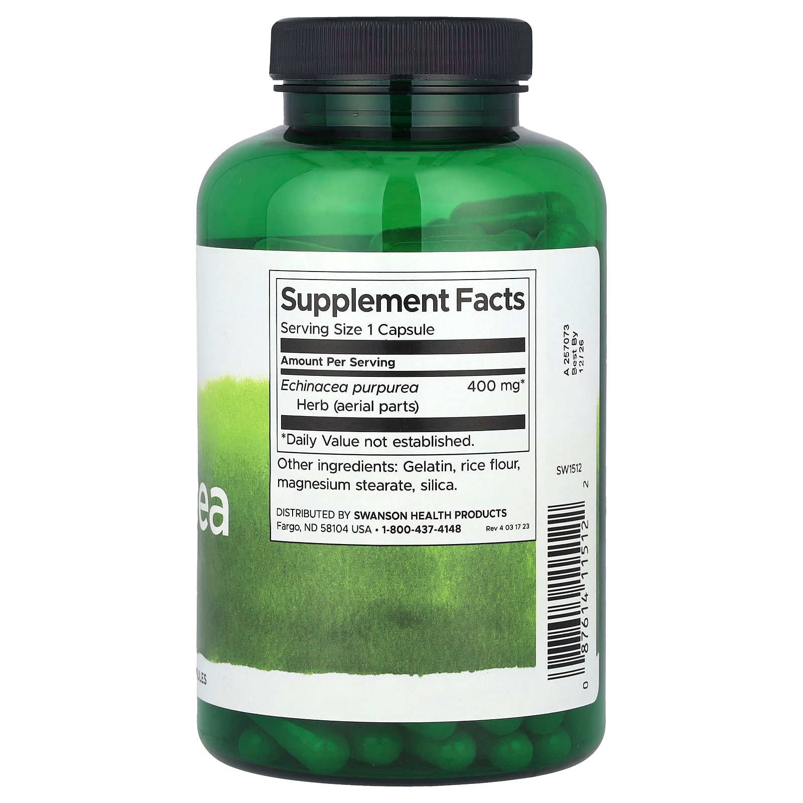 Swanson, Echinacea, 400 mg, 180 Capsules