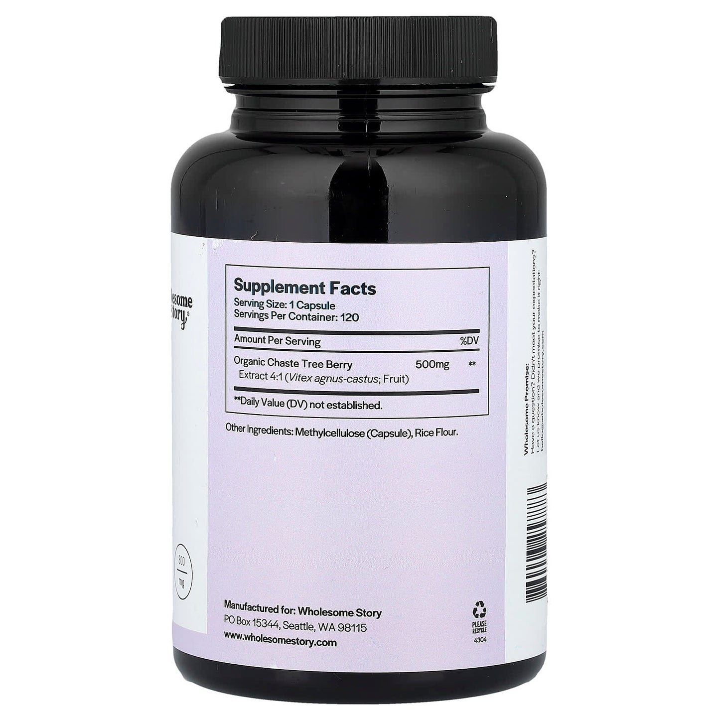 Wholesome Story, Vitex, 120 Vegetarian Capsules (500 mg per Capsule) - Image 2