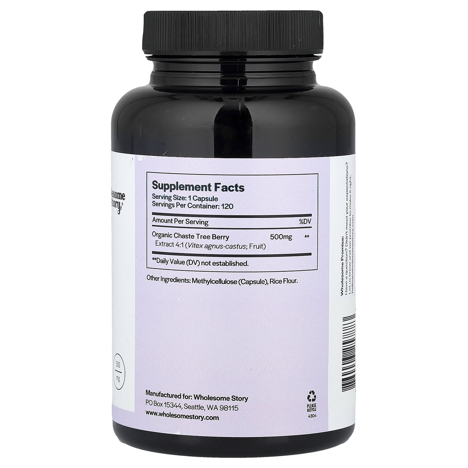 Wholesome Story, Vitex, 120 Vegetarian Capsules (500 mg per Capsule) - Image 2