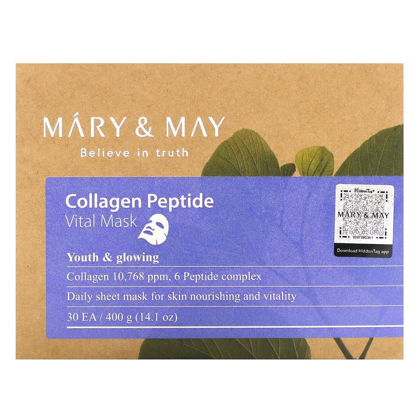 Mary & May, Collagen Peptide, Vital Beauty Mask, 30 Sheets - Image 2