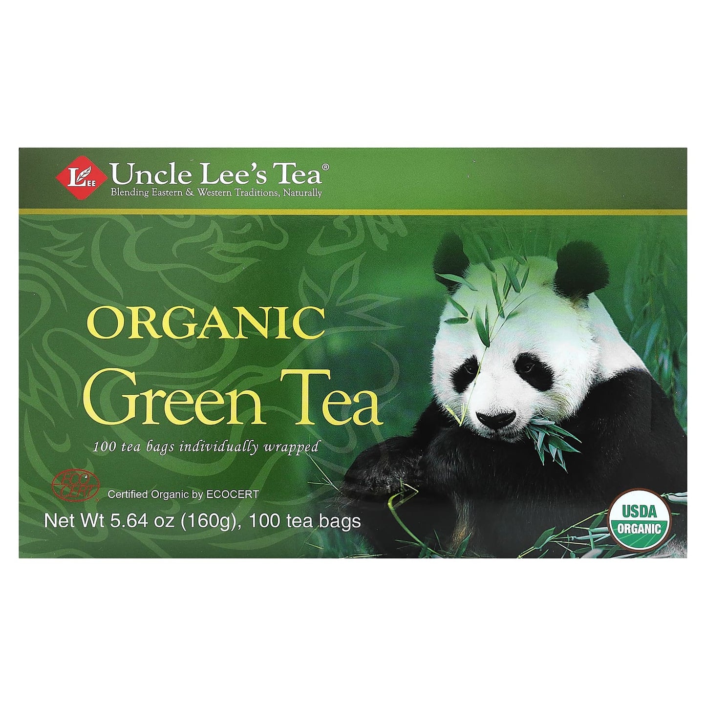 Uncle Lee's Tea, Organic Green Tea, 100 Tea Bags, 5.64 oz (160 g) - Image 1