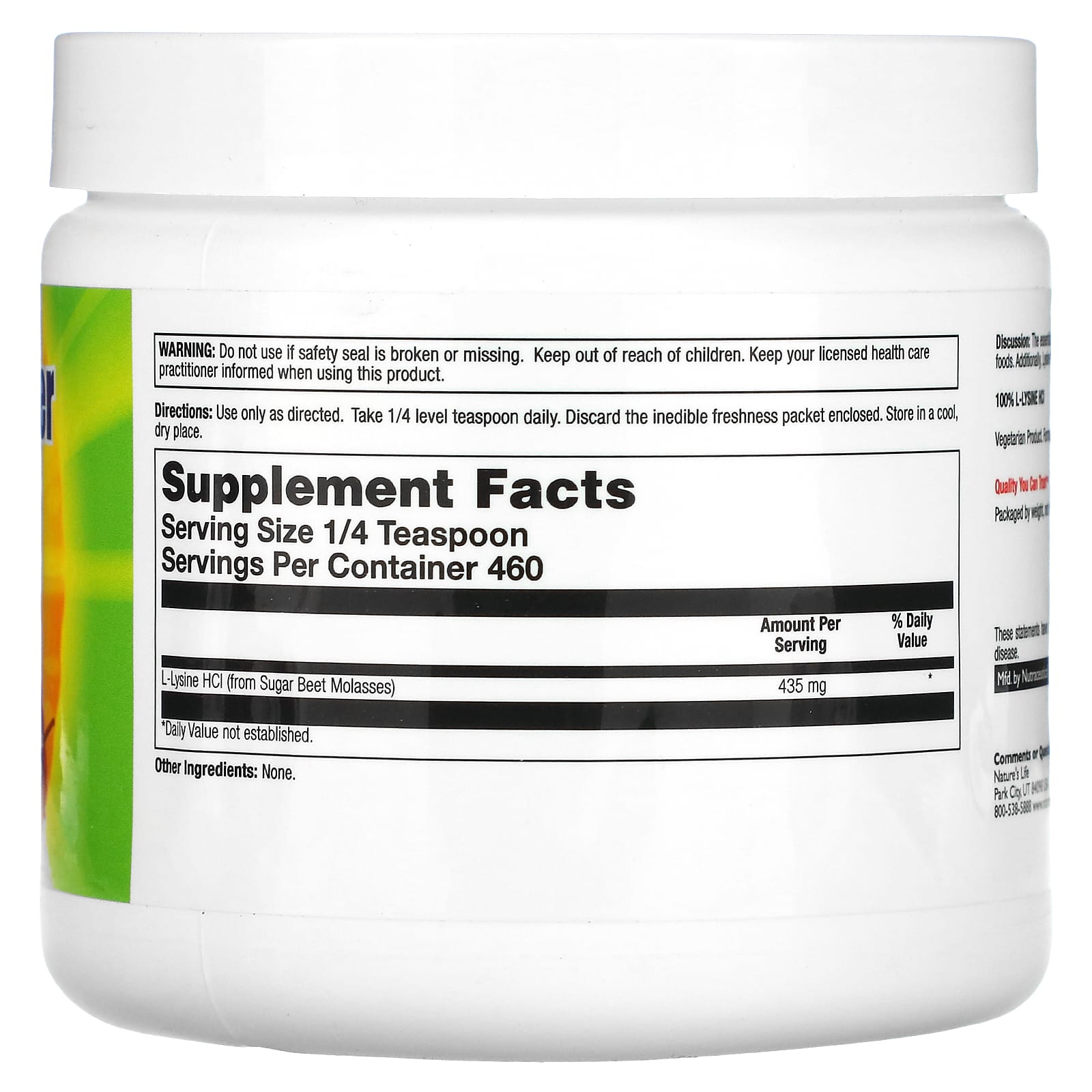 Nature's Life, L-Lysine Powder, Unflavored, 200 g - Image 2
