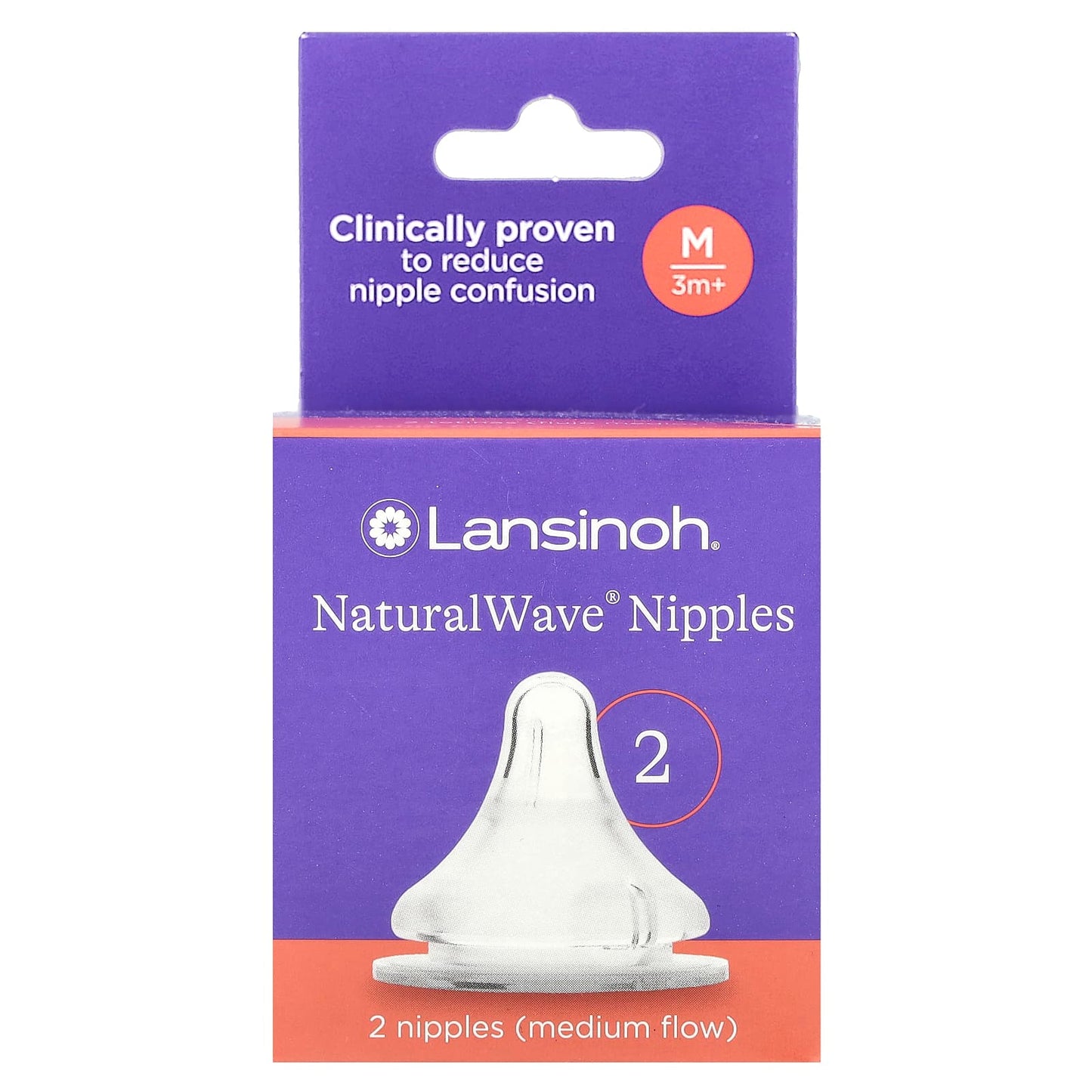 Lansinoh, NaturalWave® Nipples, 3 Months+, Medium Flow, 2 Nipples - Image 1