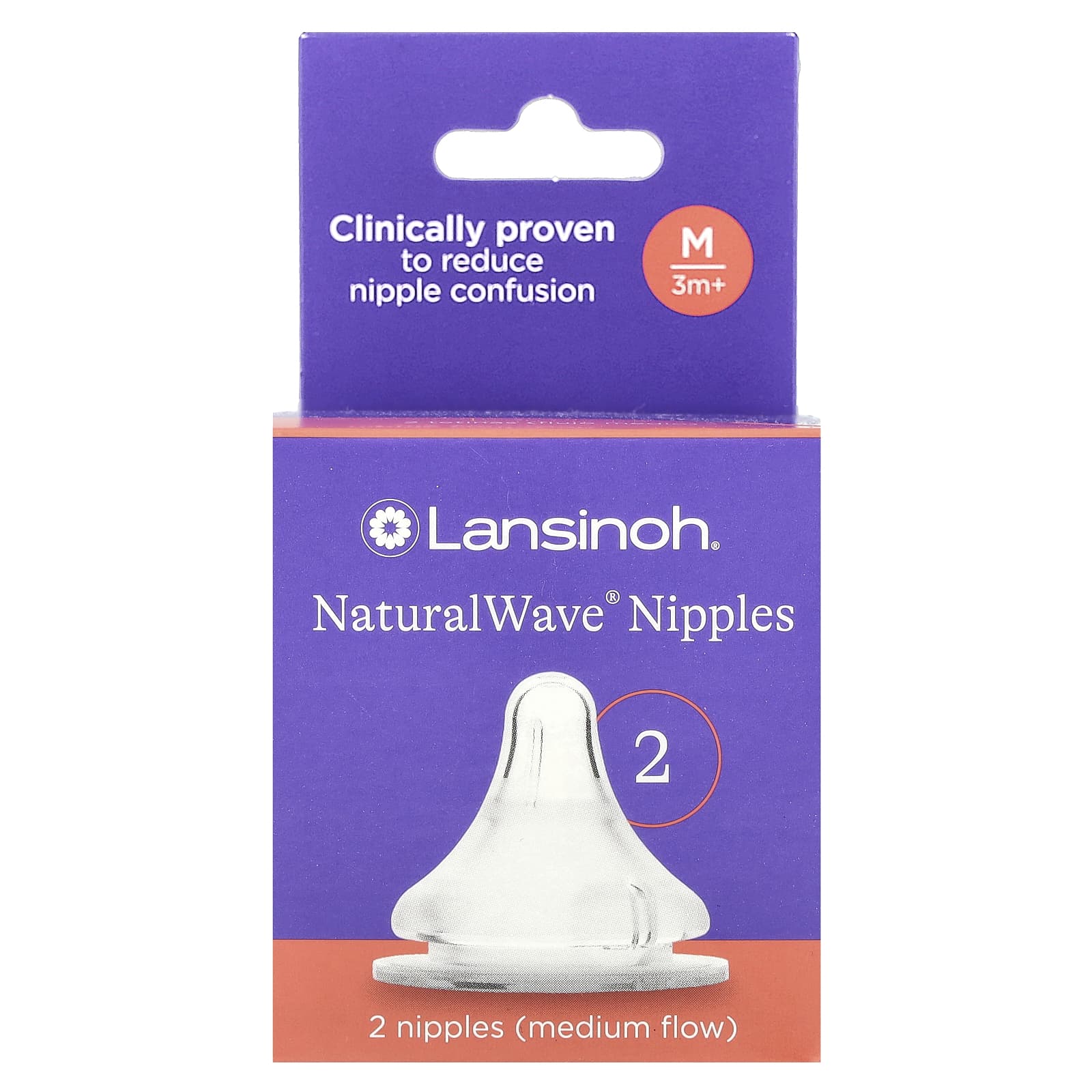 Lansinoh, NaturalWave® Nipples, 3 Months+, Medium Flow, 2 Nipples - Image 1