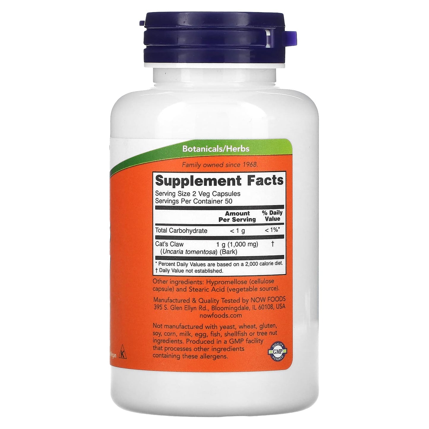 NOW Foods, Cat's Claw, 500 mg, 100 Veg Capsules - Image 2