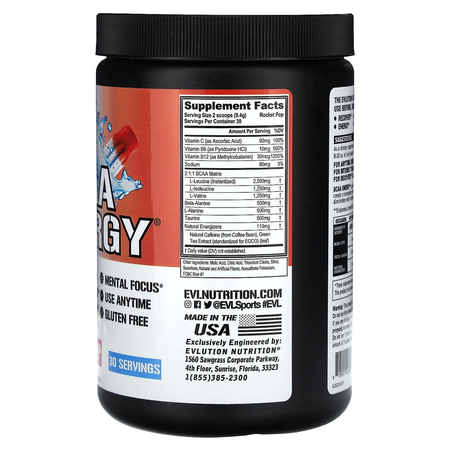 EVLution Nutrition BCAA Energy Rocket Pop 9.9 oz - Boost Endurance & Recovery - Image 2