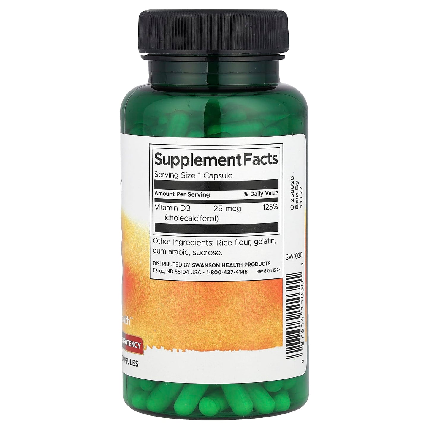 Swanson, Vitamin D3, High Potency, 25 mcg (1,000 IU), 250 Capsules - Image 2