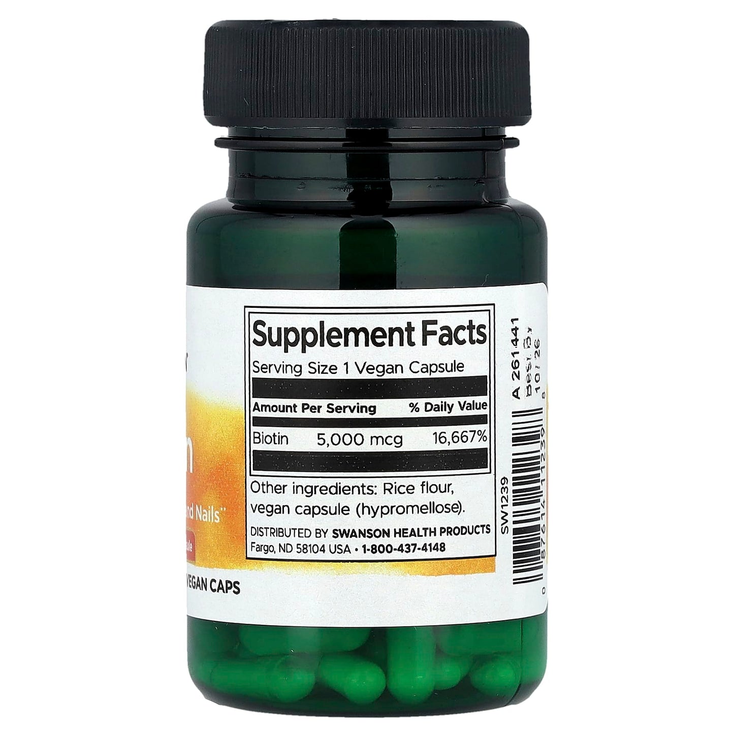 Swanson, Biotin, 5,000 mcg, 30 Vegan Caps - Image 2