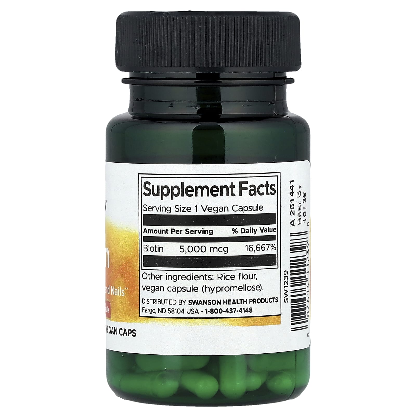 Swanson, Biotin, 5,000 mcg, 30 Vegan Caps - Image 2
