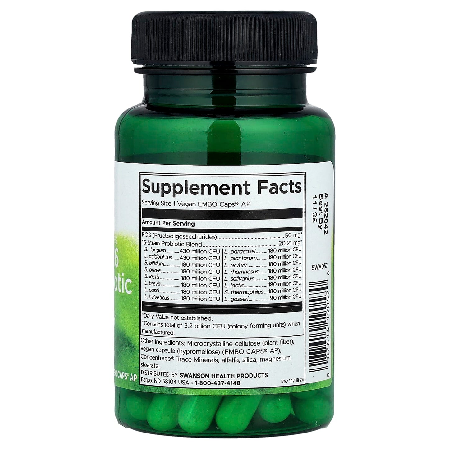 Swanson, Dr. Stephen Langer's Ultimate 16 Strain Probiotic with FOS, 30 Vegan EMBO Caps® AP - Image 2