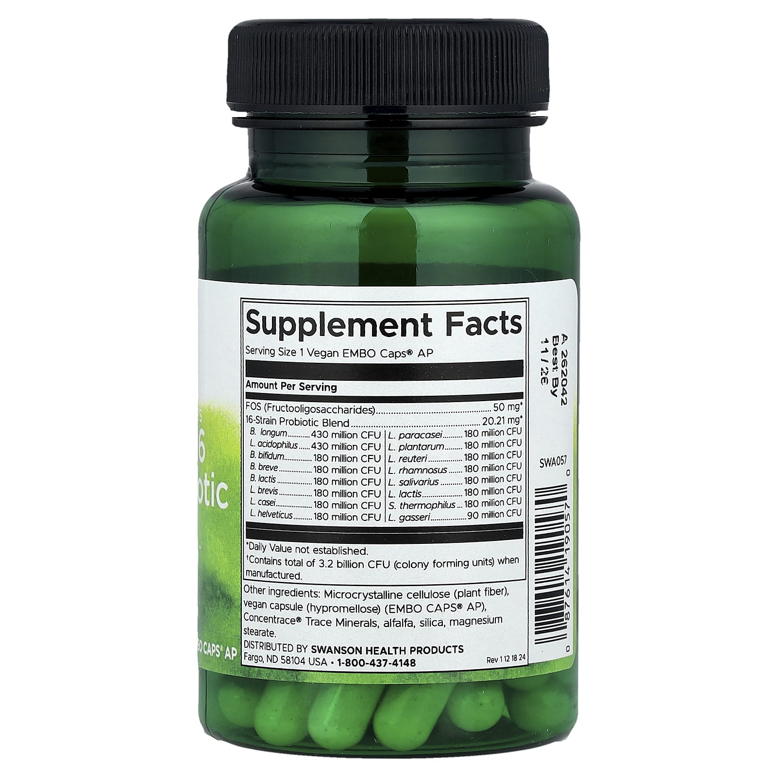 Swanson, Dr. Stephen Langer's Ultimate 16 Strain Probiotic with FOS, 30 Vegan EMBO Caps® AP - Image 2