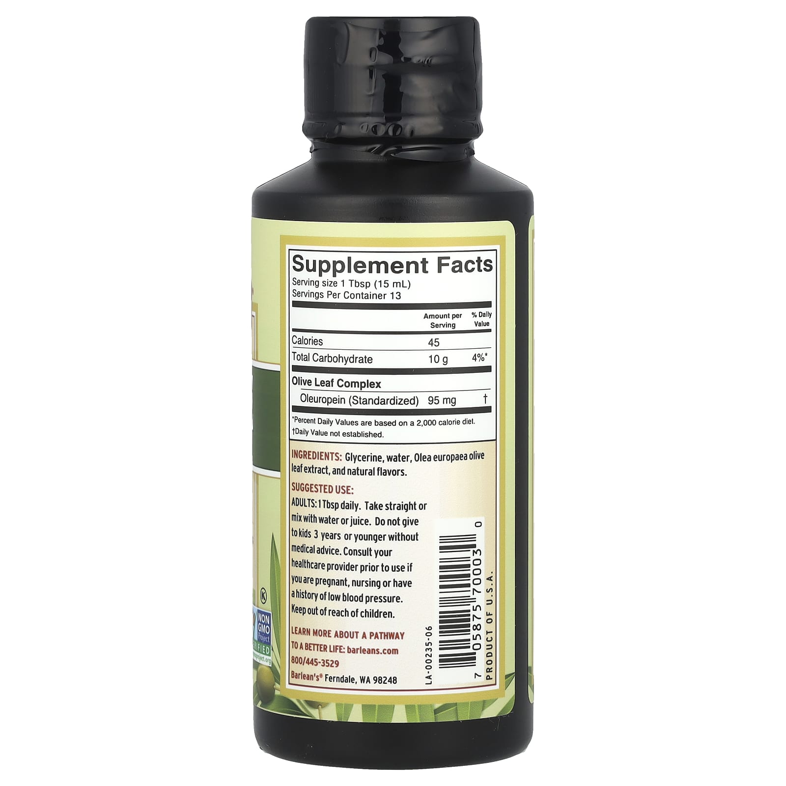 Boost Immunity with Barlean's Olive Leaf Complex, 95mg, 8oz - Image 2