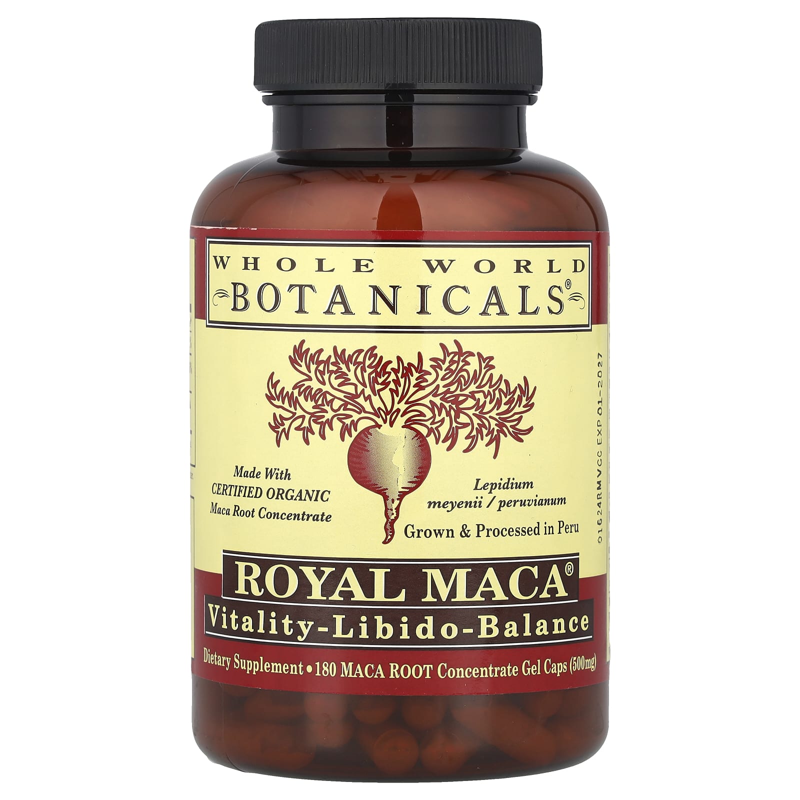 Whole World Botanicals, Royal Maca®, 500 mg, 180 Gel Caps - Image 1