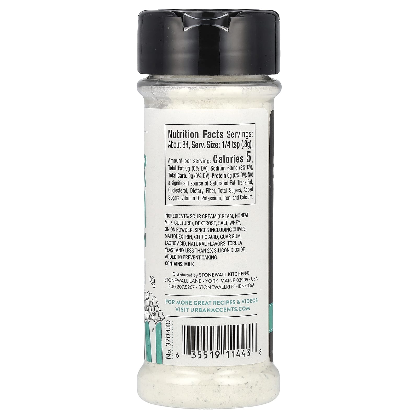 Urban Accents, Popcorn Seasoning, Zesty Sour Cream & Onion, 2.35 oz (67 g) - Image 2