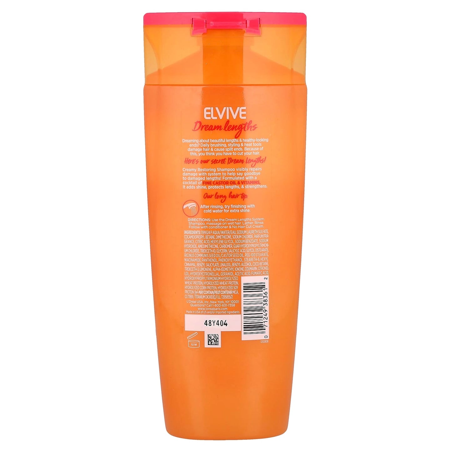 L'Oréal, Elvive, Dream Lengths, Restoring Shampoo, Long, Damaged Hair, 12.6 fl oz (375 ml) - Image 2