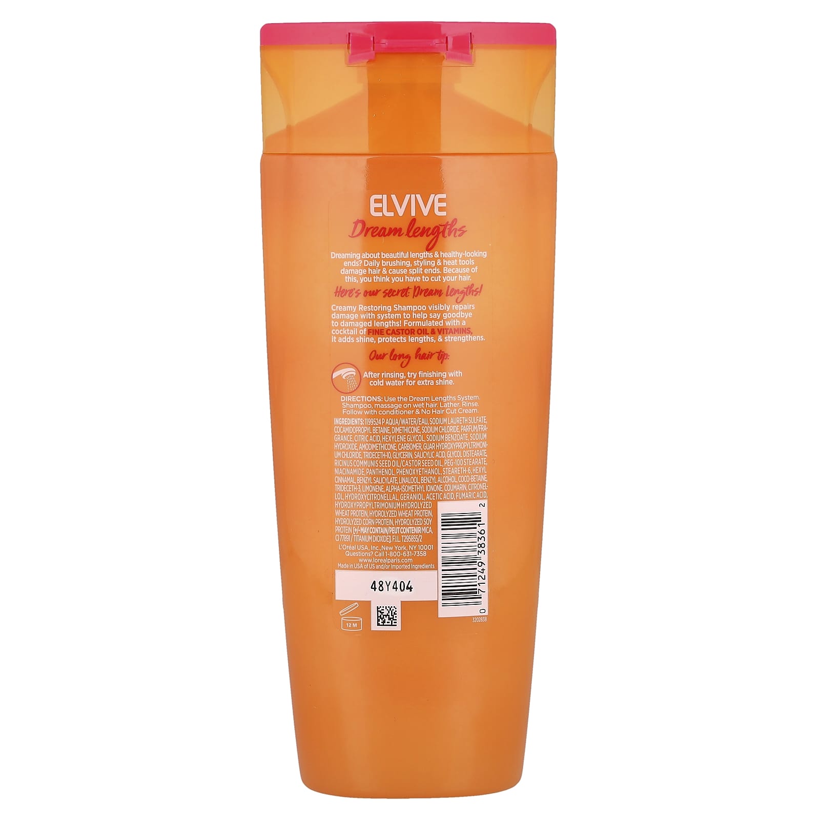 L'Oréal, Elvive, Dream Lengths, Restoring Shampoo, Long, Damaged Hair, 12.6 fl oz (375 ml) - Image 2