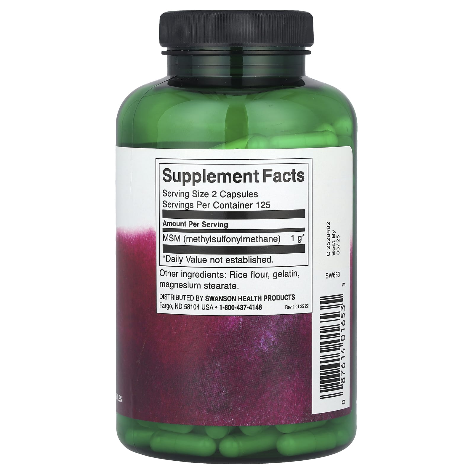 Swanson, MSM, 500 mg, 250 Capsules - Image 2