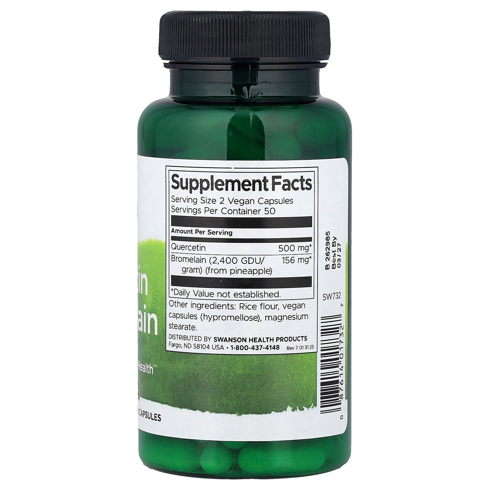 Swanson, Quercetin & Bromelain, 100 Vegan Capsules - Image 2