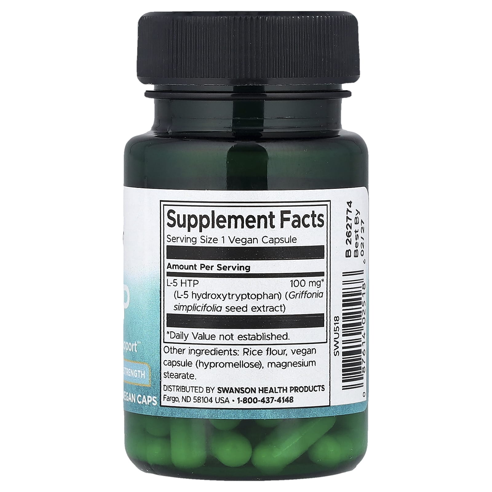 Swanson, 5-HTP, Extra Strength, 100 mg, 60 Vegan Caps