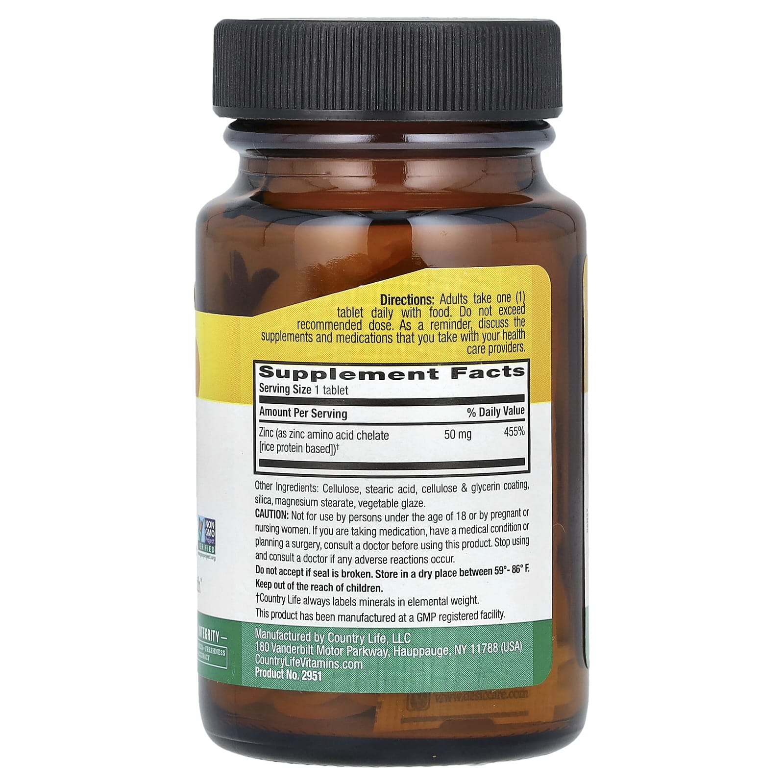 Country Life, Chelated Zinc, 50 mg, 100 Tablets