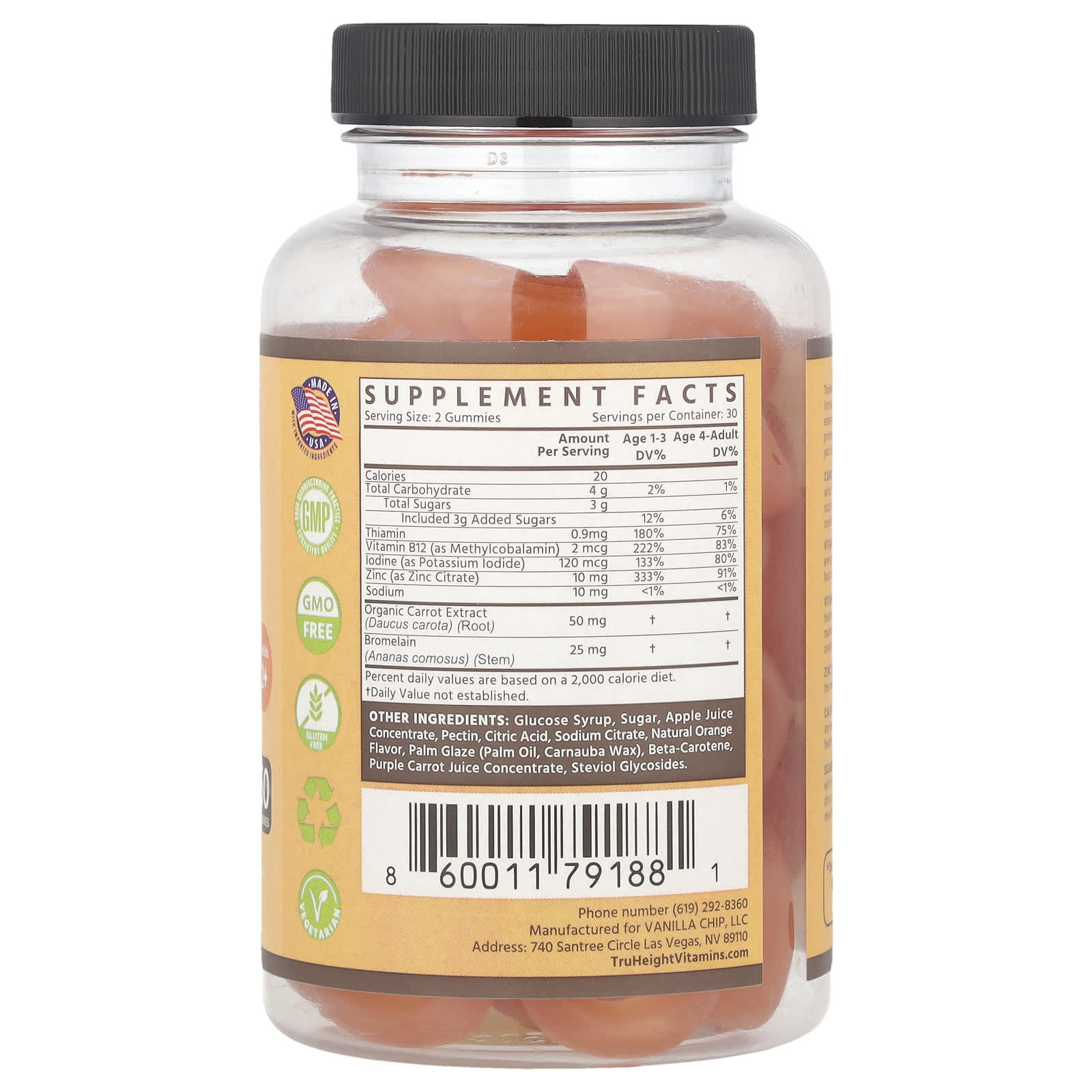 TruHeight, Kids, Appetite Booster Gummies, For Kids 2+, 60 Gummies