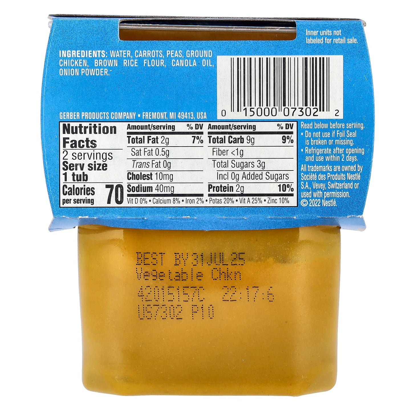 Gerber 2nd Foods Vegetable Chicken Baby Food, 2 Pack, 4 oz Each - Image 2