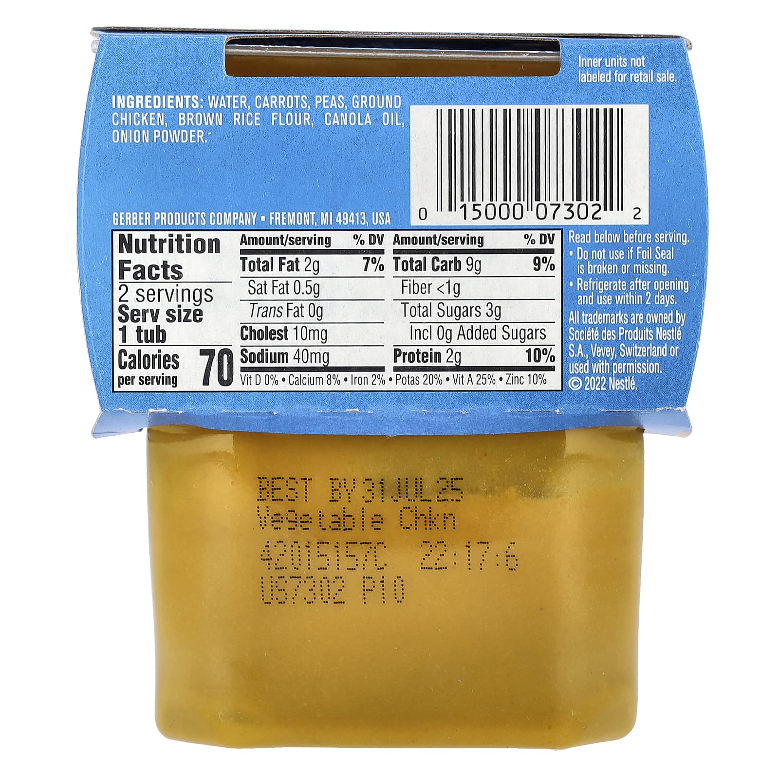 Gerber 2nd Foods Vegetable Chicken Baby Food, 2 Pack, 4 oz Each - Image 2