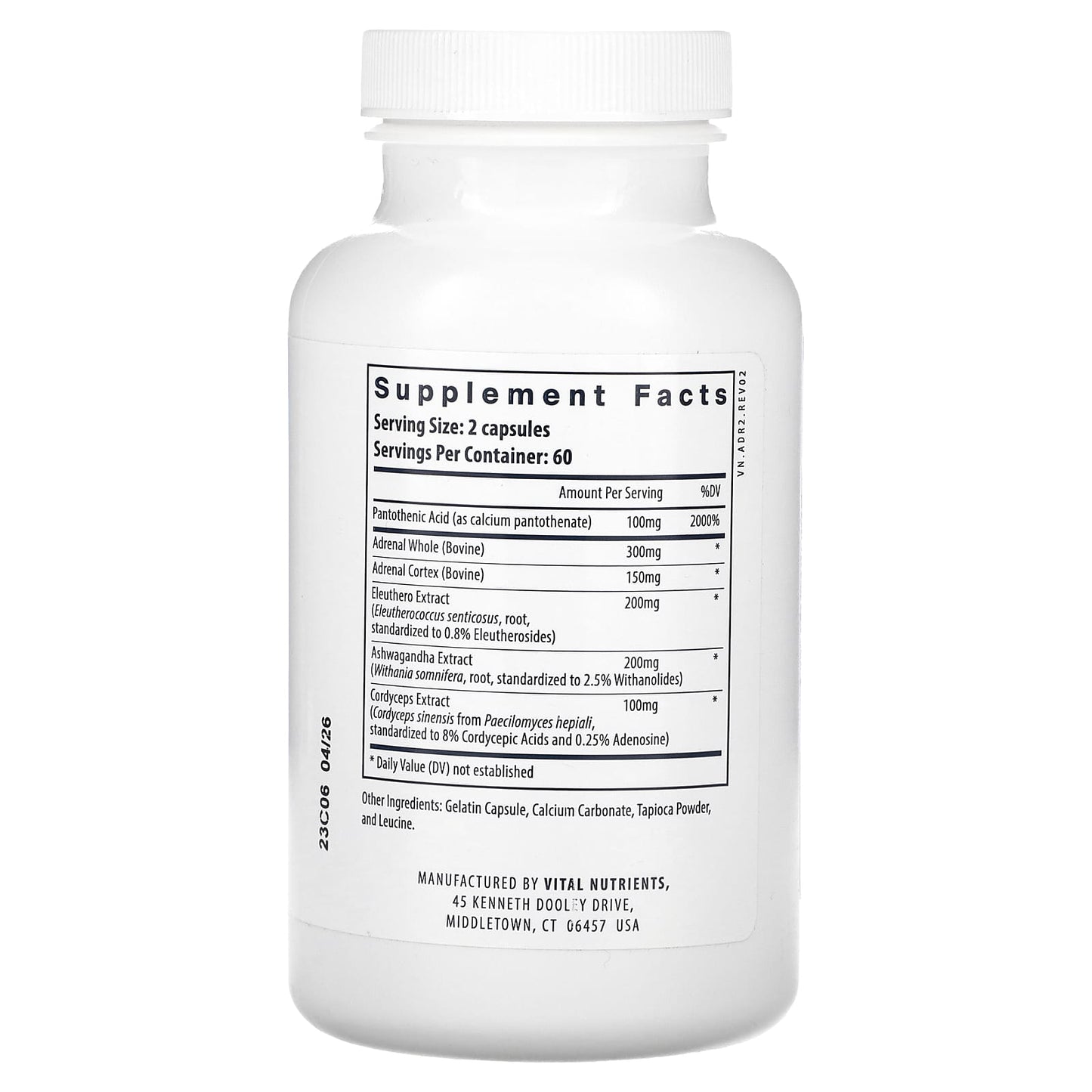 Vital Nutrients, Adrenal Support, 120 Capsules - Image 2
