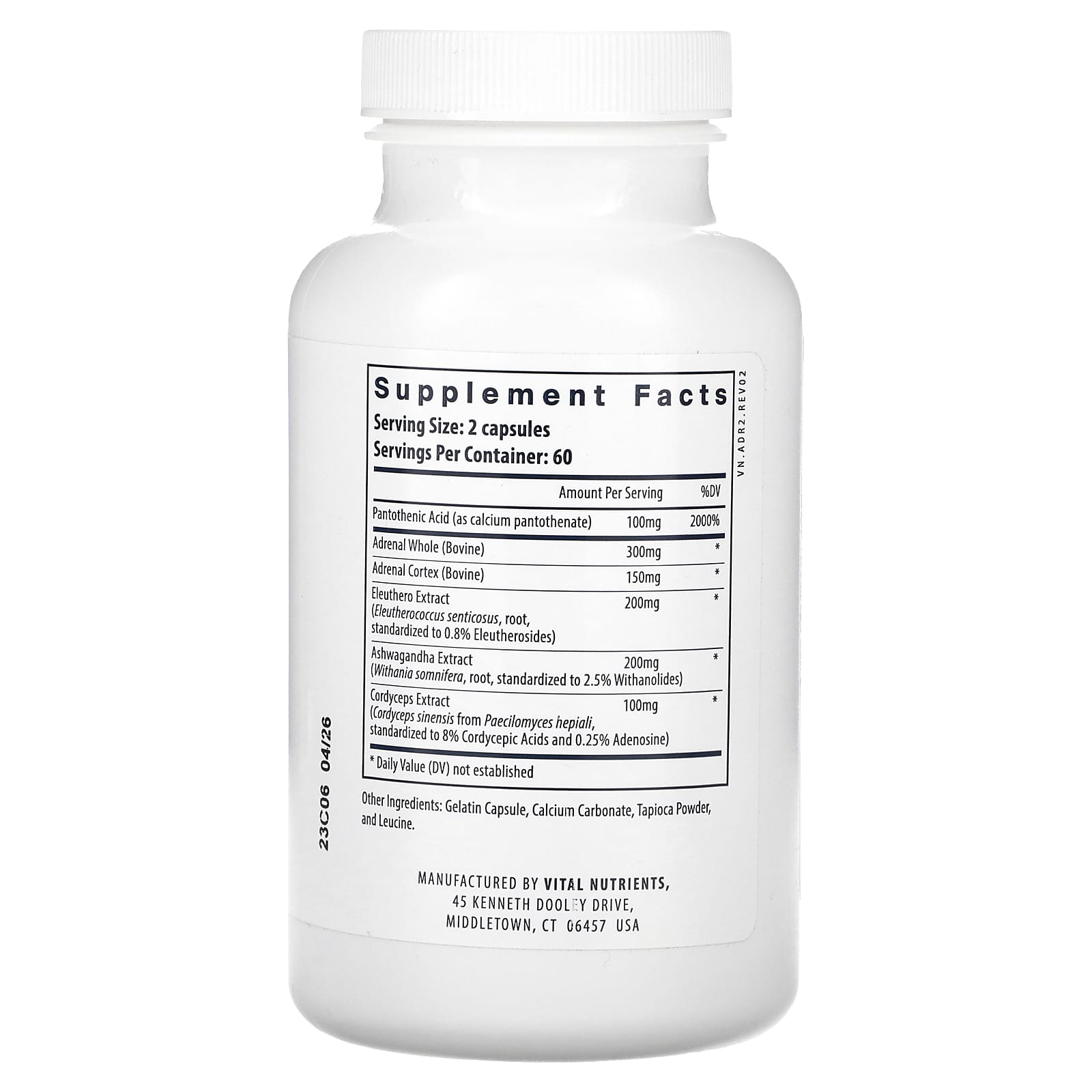 Vital Nutrients, Adrenal Support, 120 Capsules - Image 2