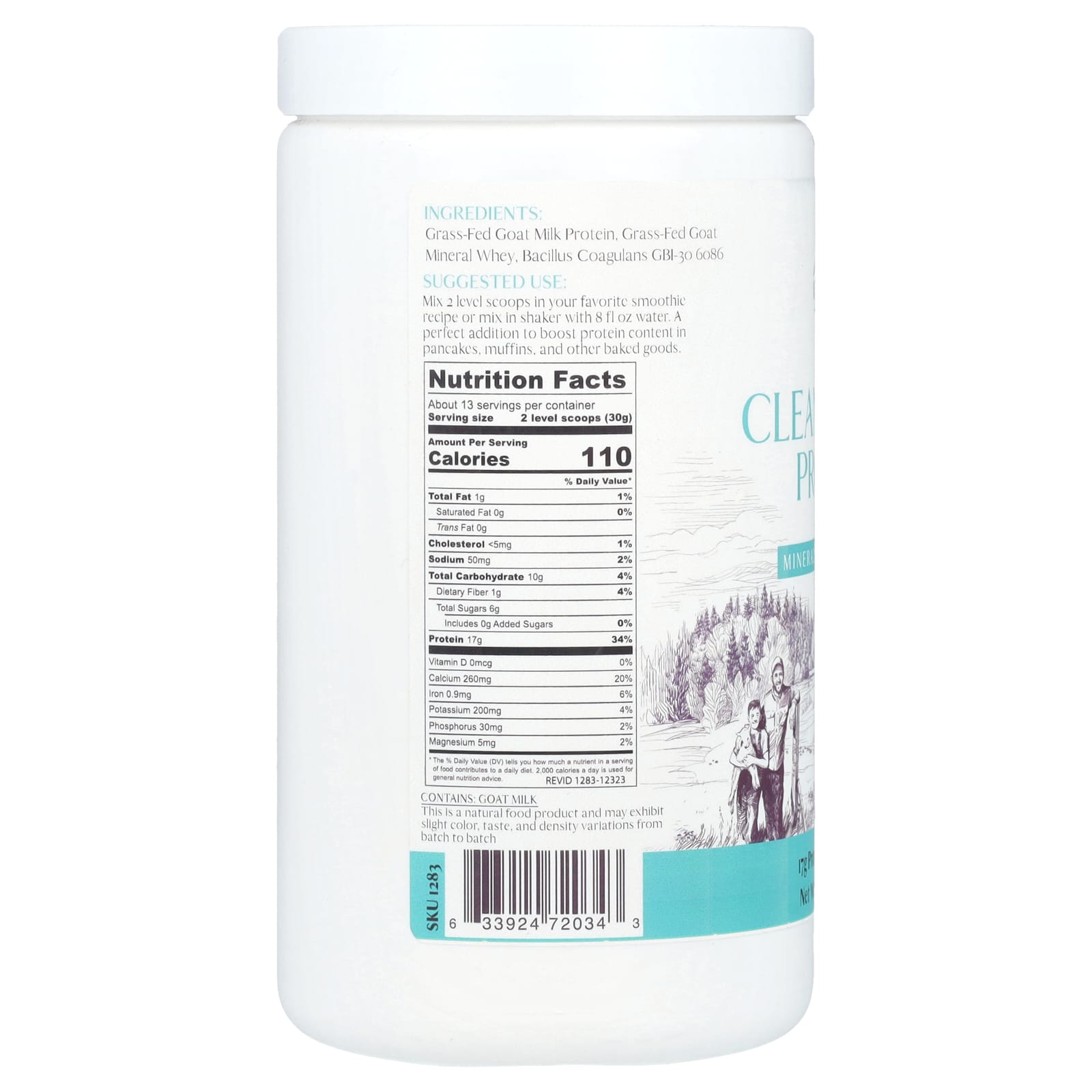Mt. Capra, Clean Whole Protein + Minerals & Probiotics, 14.1 oz (400 g) - Image 2
