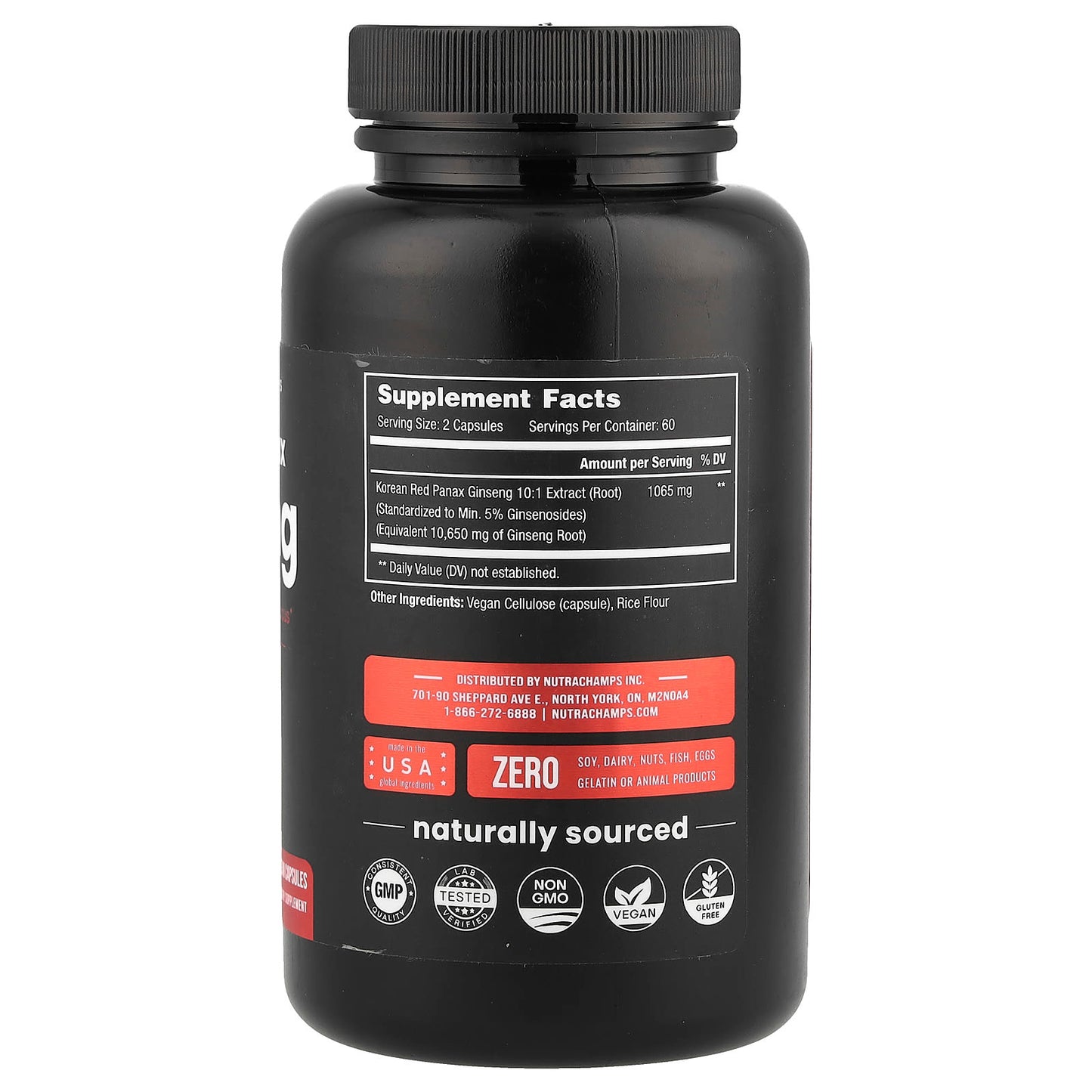 NutraChamps, Korean Panax Ginseng, 120 Vegan Capsules (532.5 mg Capsule Each) - Image 2
